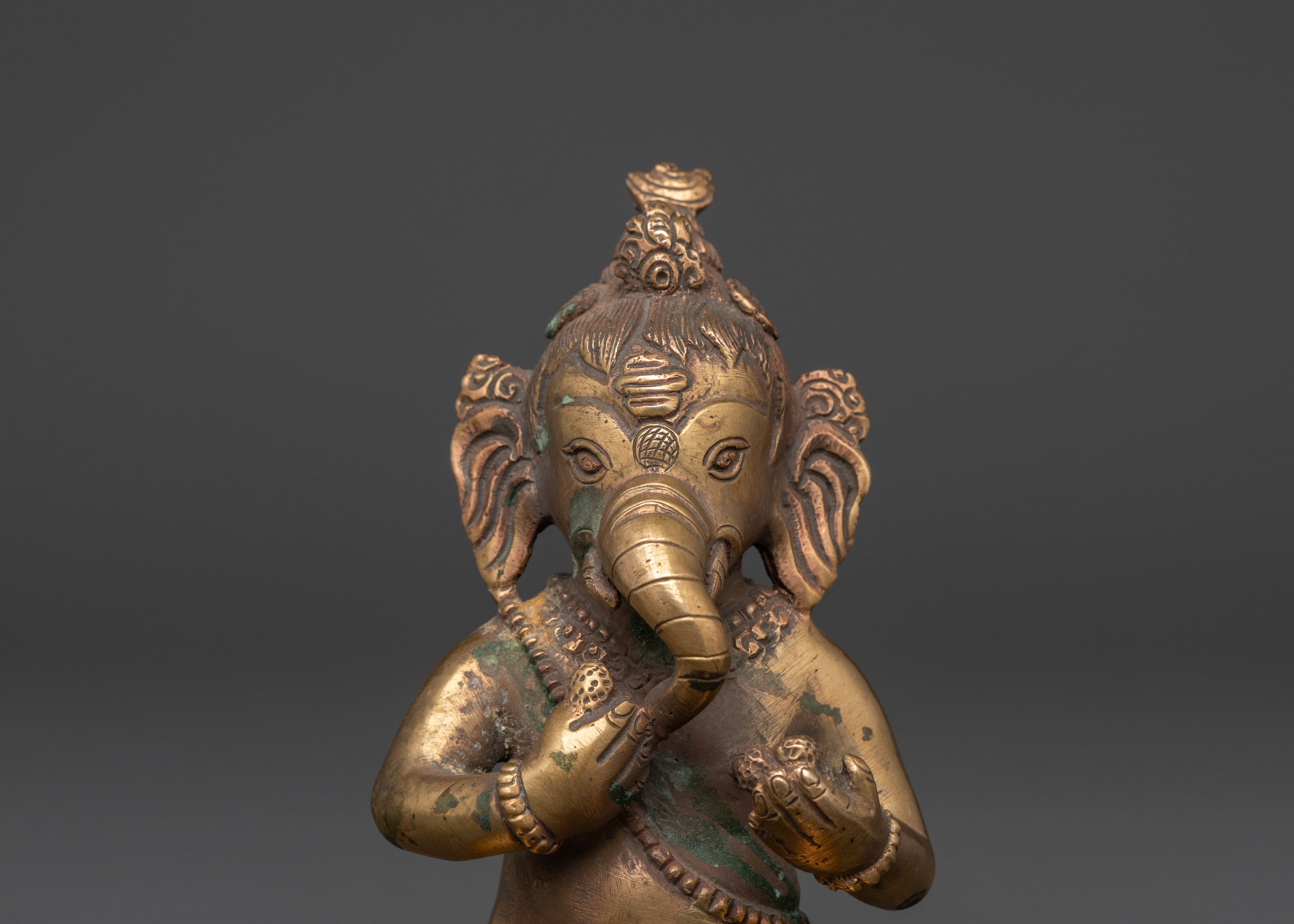 God of wisdom Ganesh figurine | 13cm, Brass Body