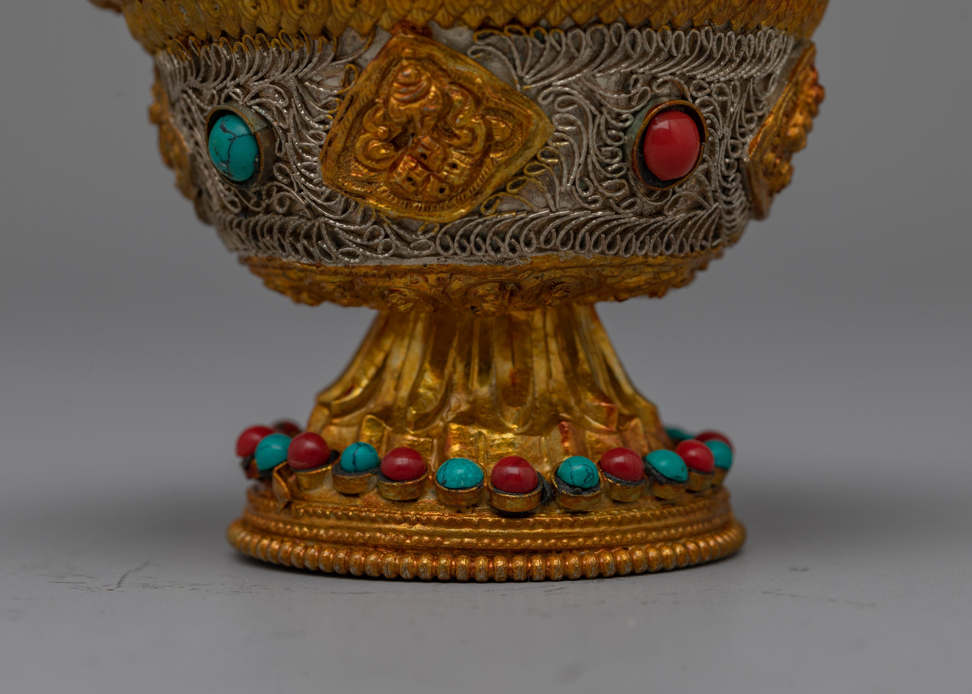 Handcrafted Ritual Offering Bowl | Traditional Tibetan Ritual Vessel