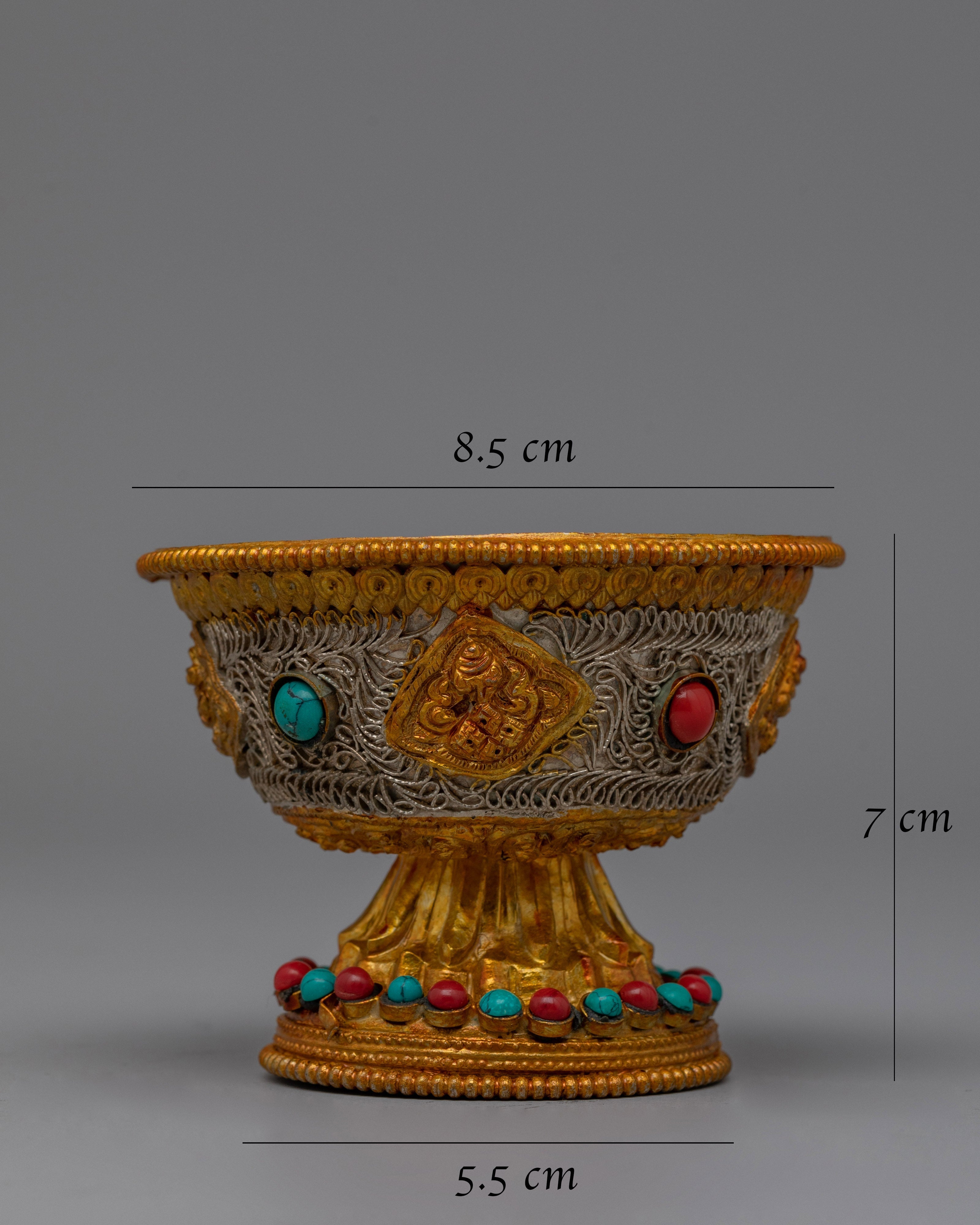 Handcrafted Ritual Offering Bowl | Traditional Tibetan Ritual Vessel