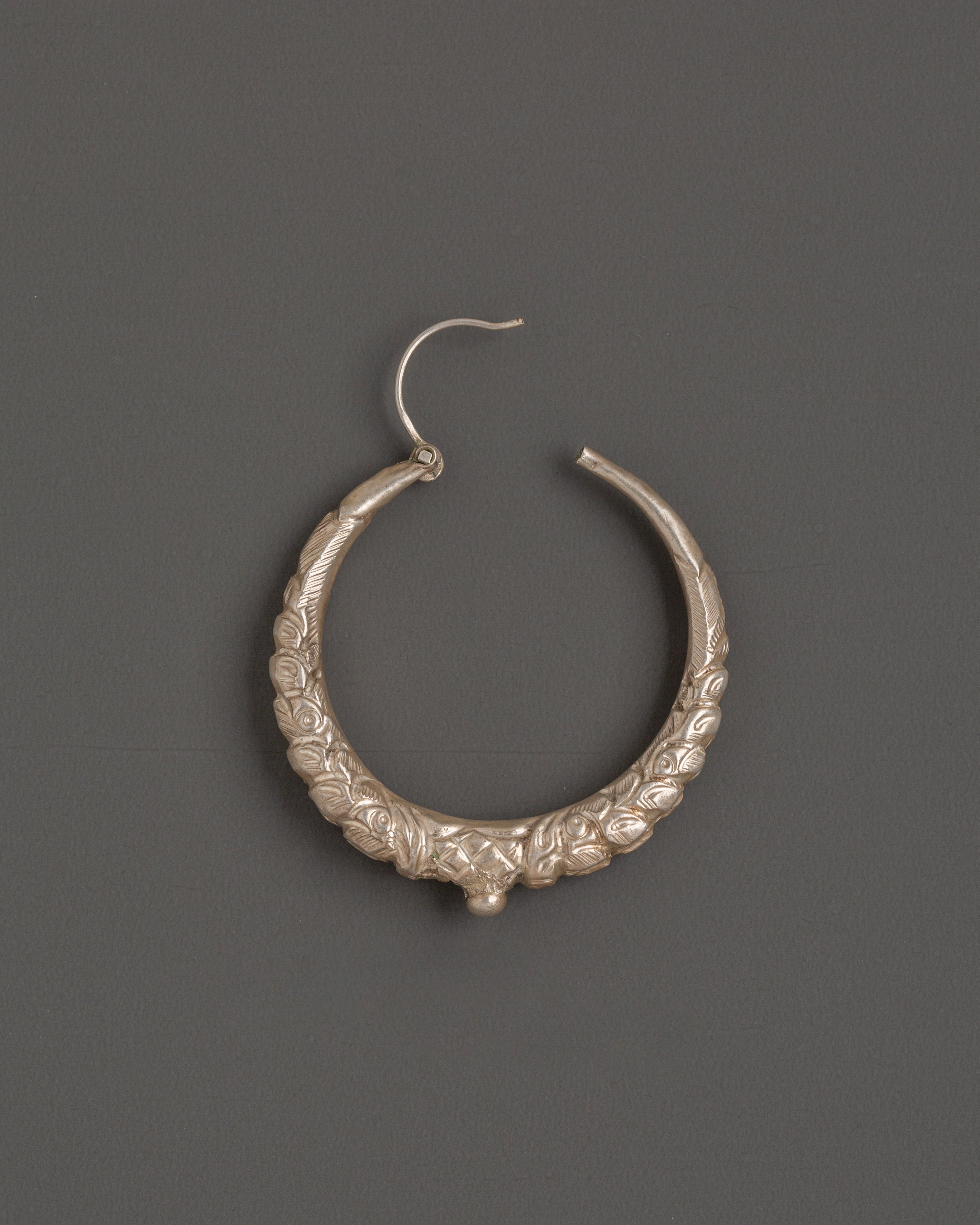 Handcrafted Tibetan Hoop Earrings Set | Traditional Silver Earrings