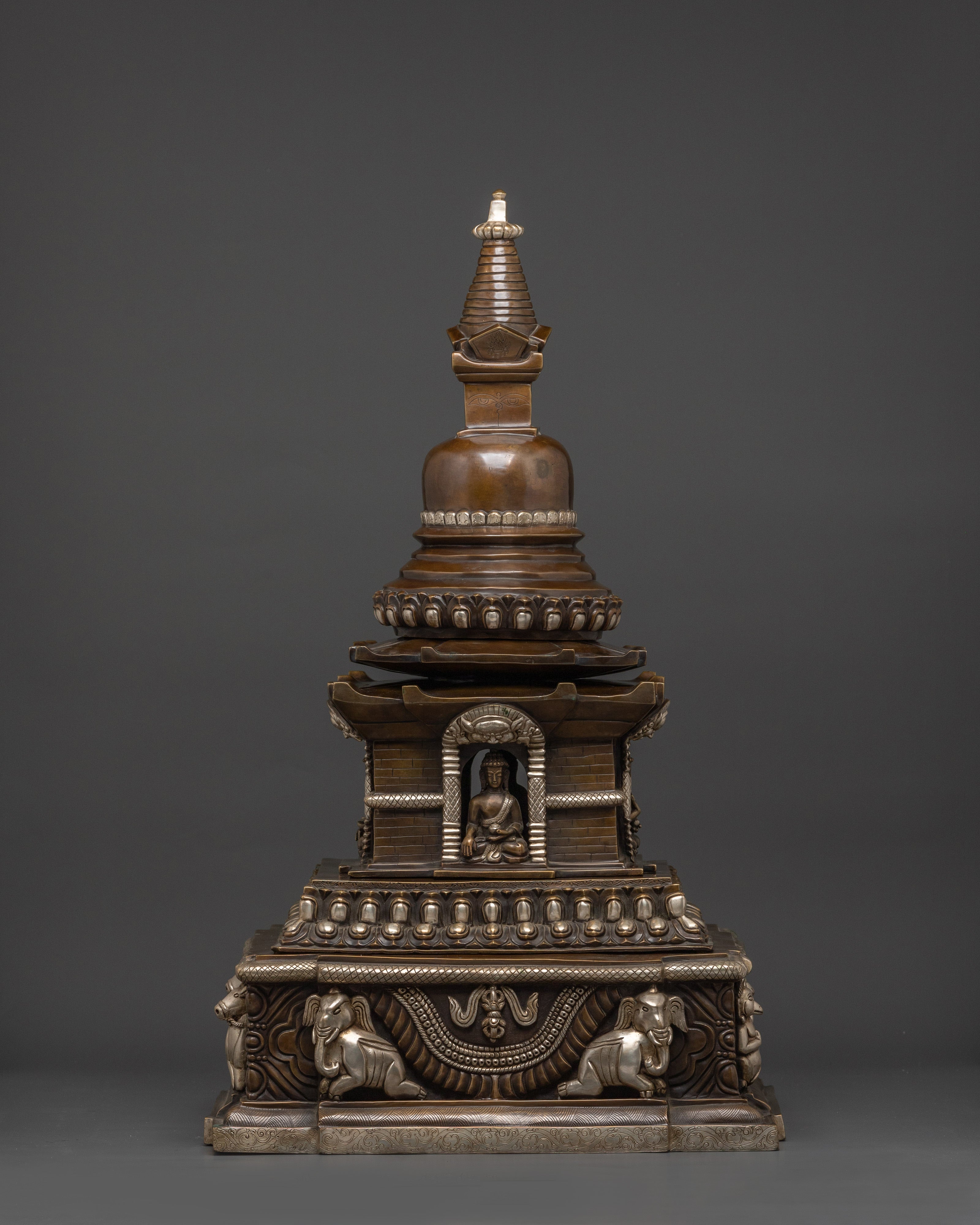 Large Oxidized Copper Stupa
