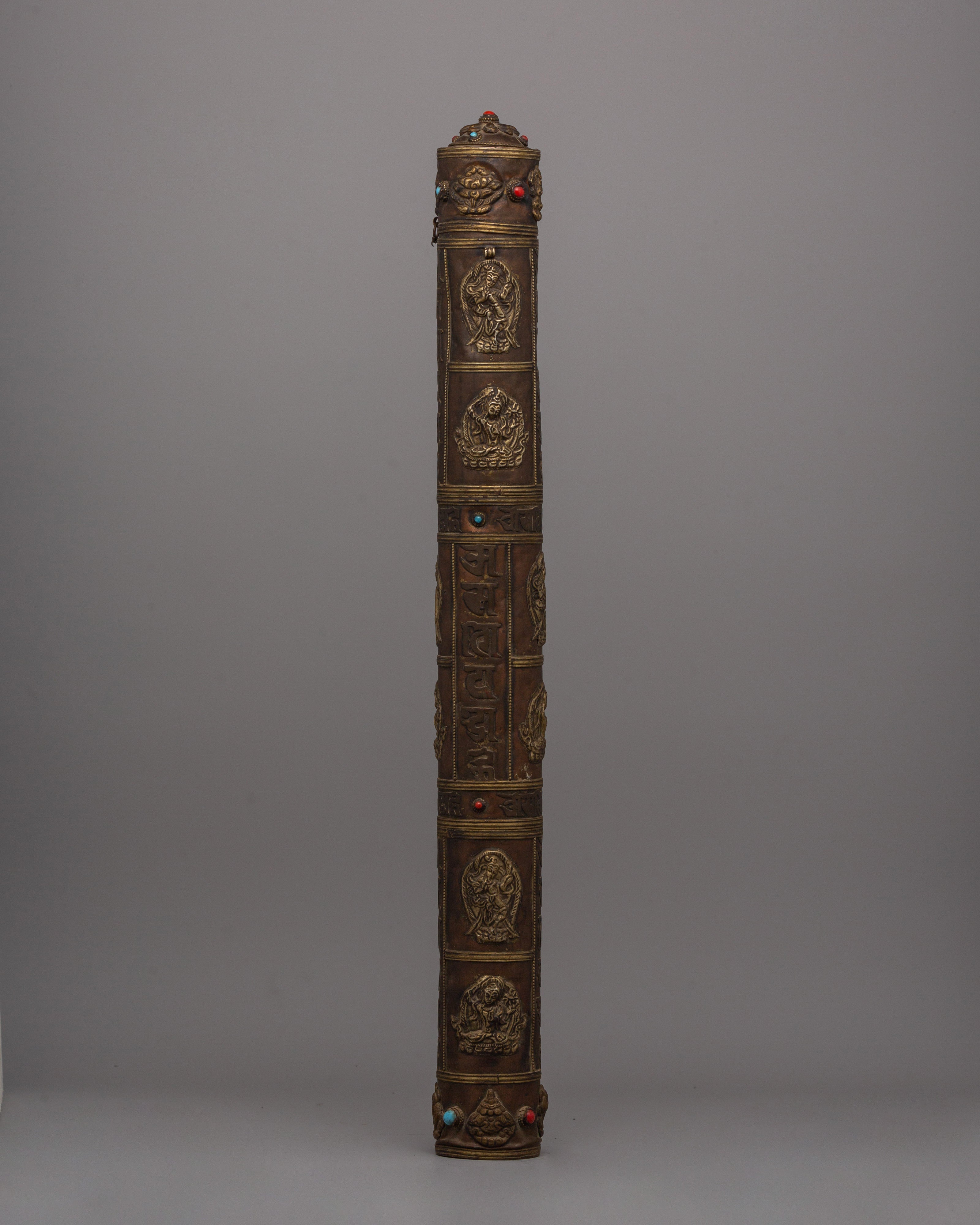 Copper Stick Incense Burner with Turquoise & Coral