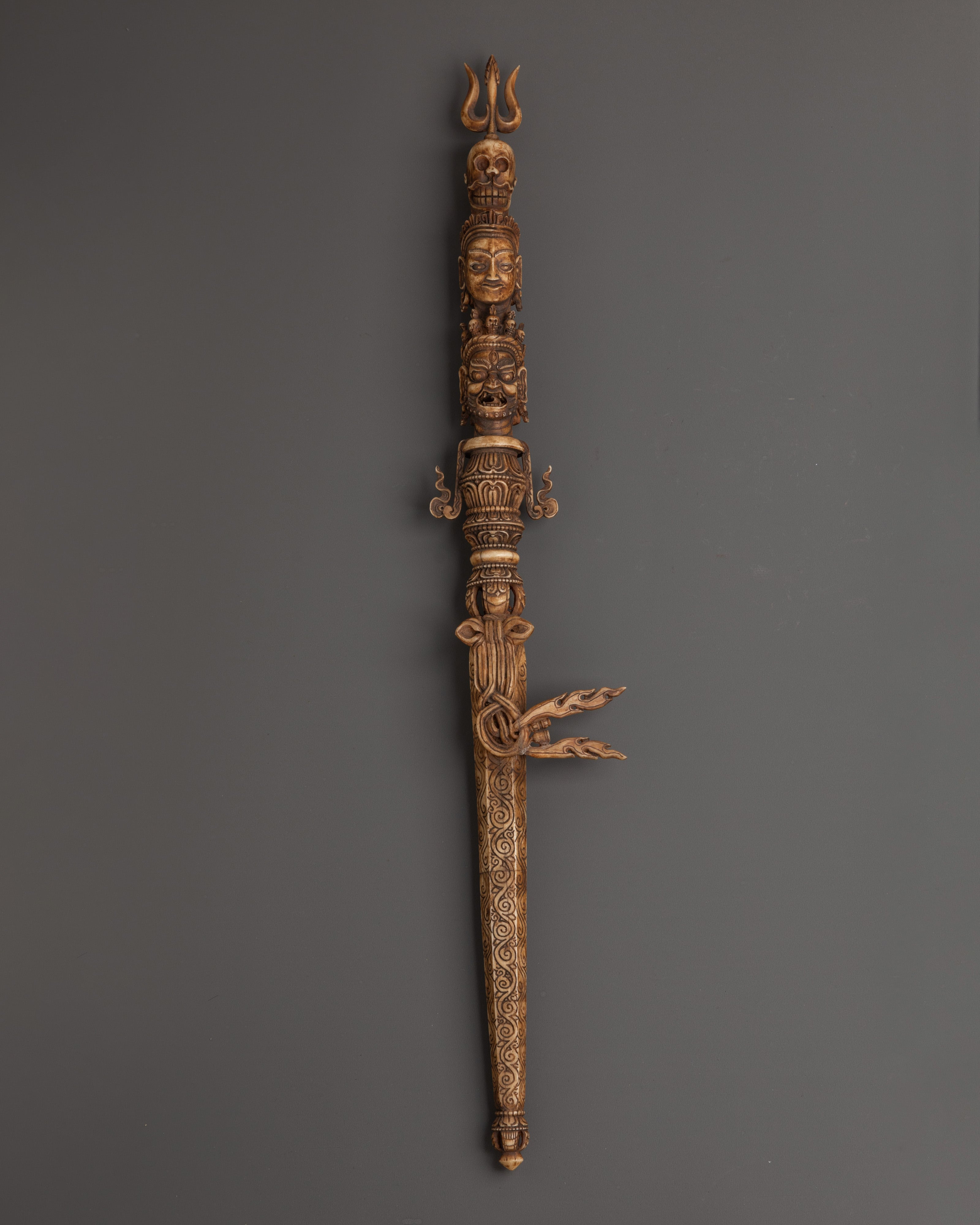 Hand carved Yak Bone Phurba dagger