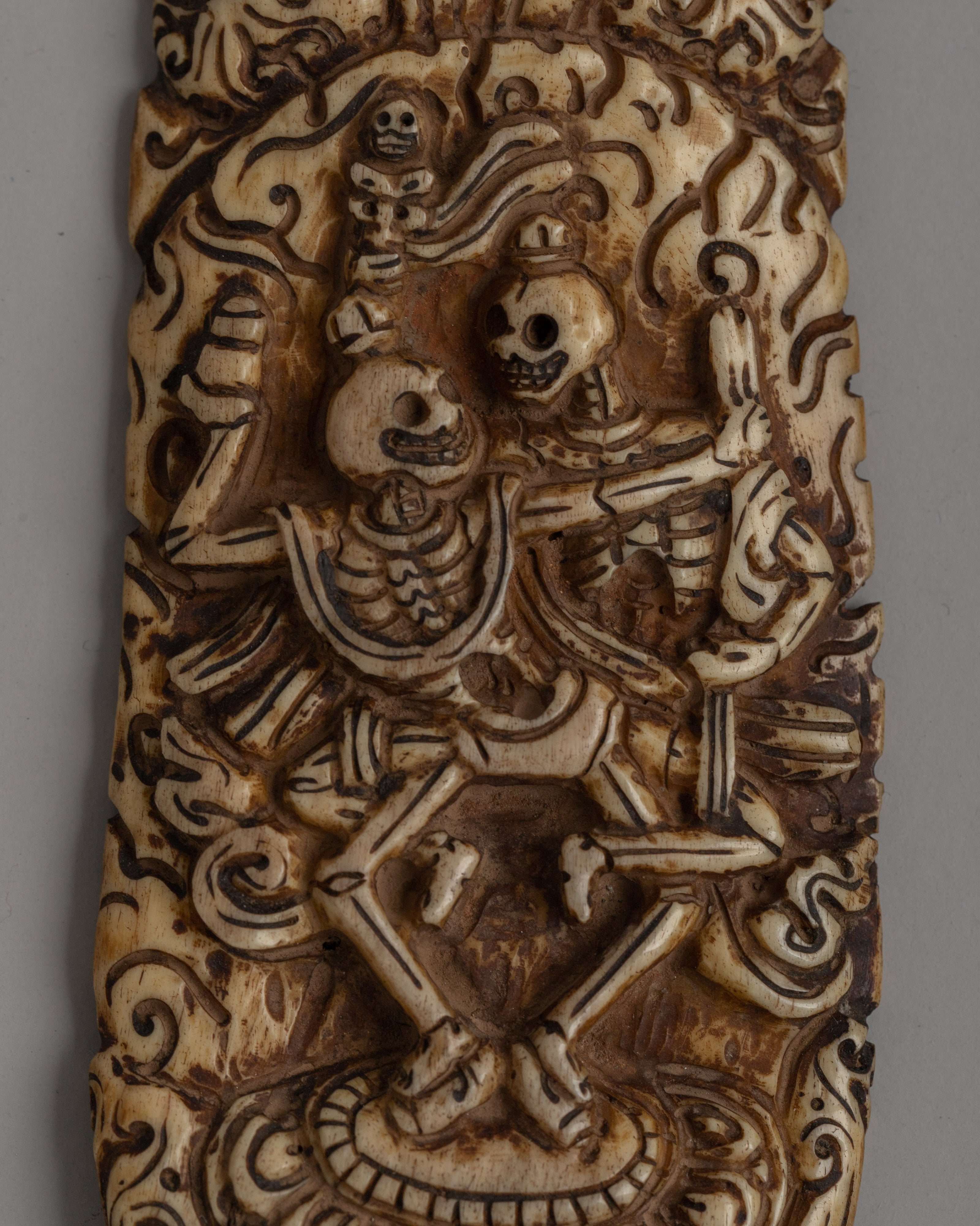 Citipati Carved Apron | Artisan Spiritual Bone Carving