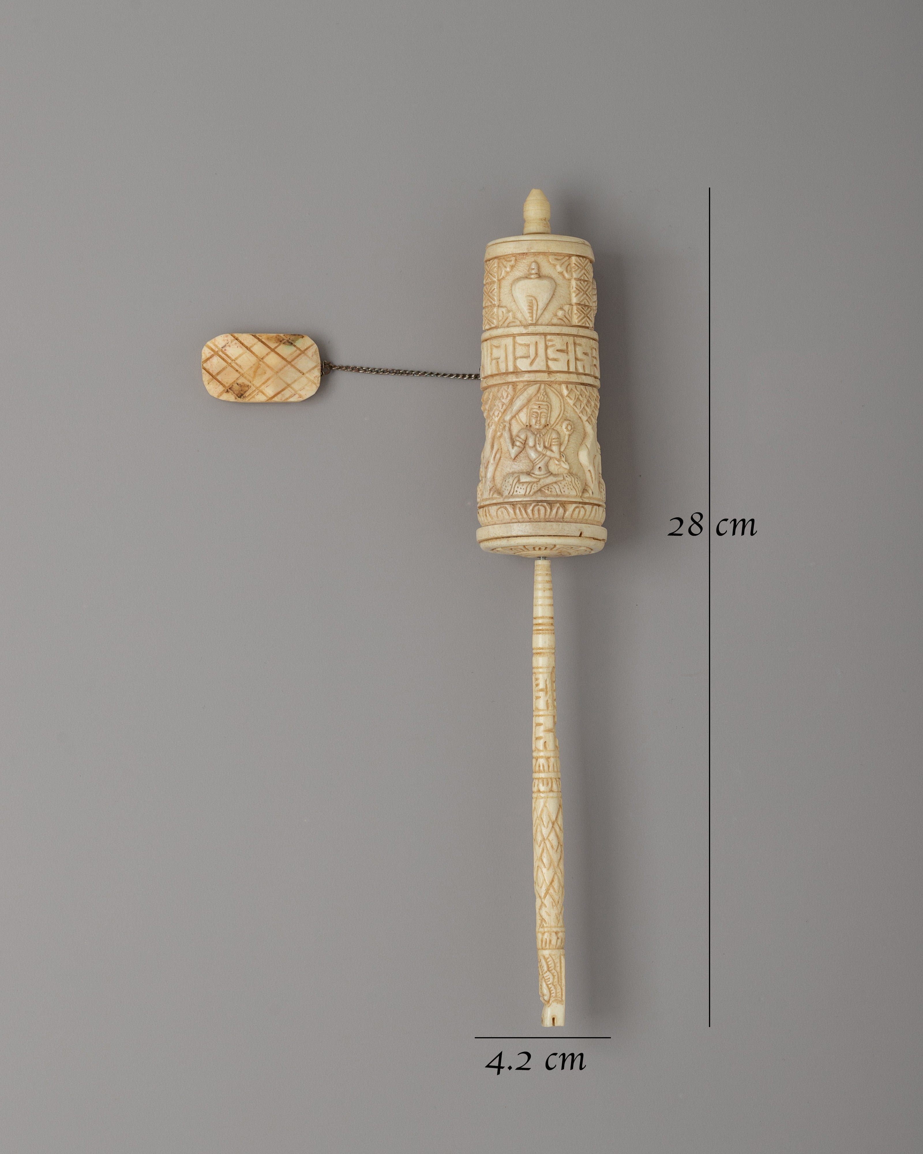 Handmolded Prayer Wheel | A Buffalo Bone Tibetan Mani Wheel