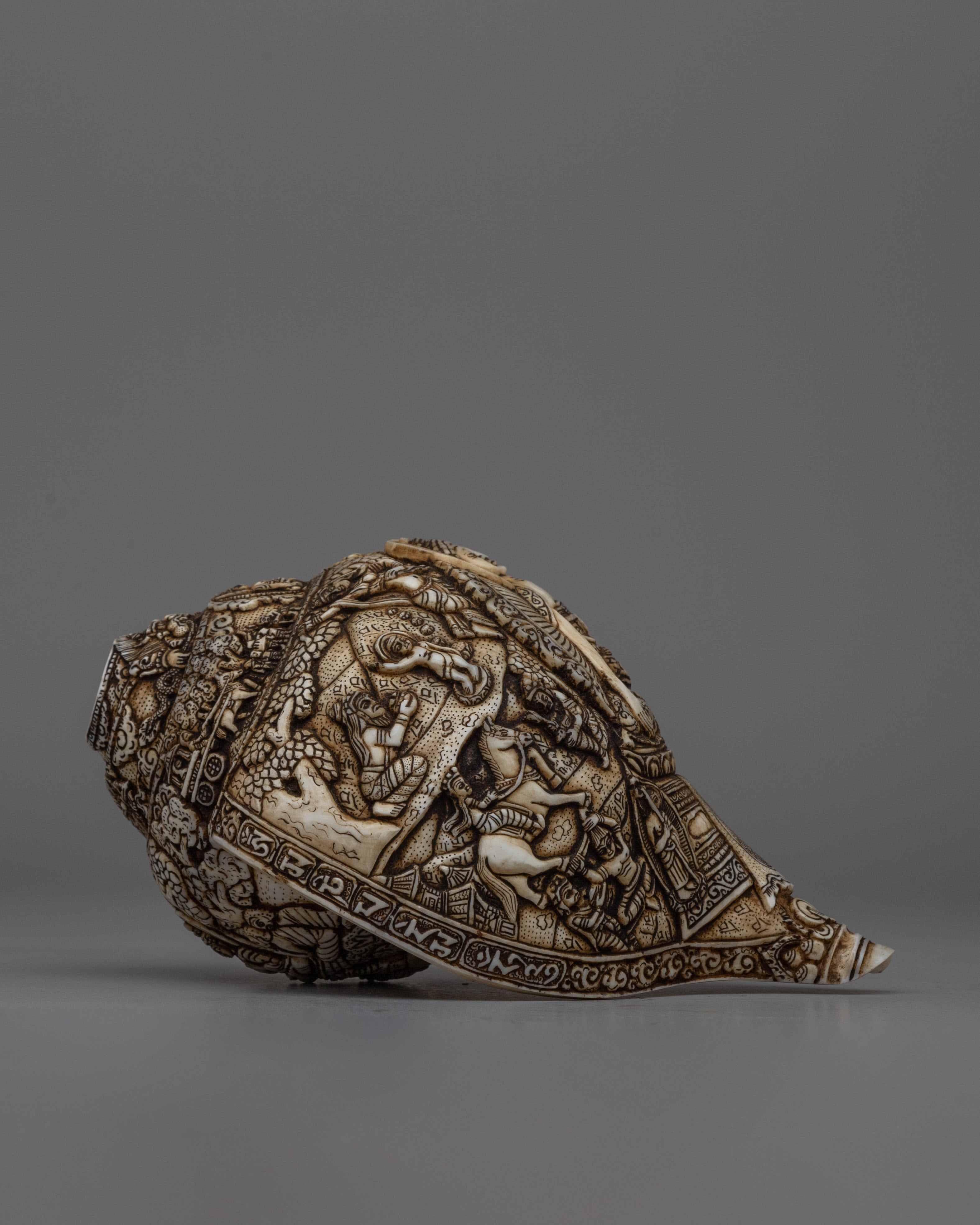 Divine Hand-Carved Conch Shell | Handcrafted Shankh for Rituals and Meditation