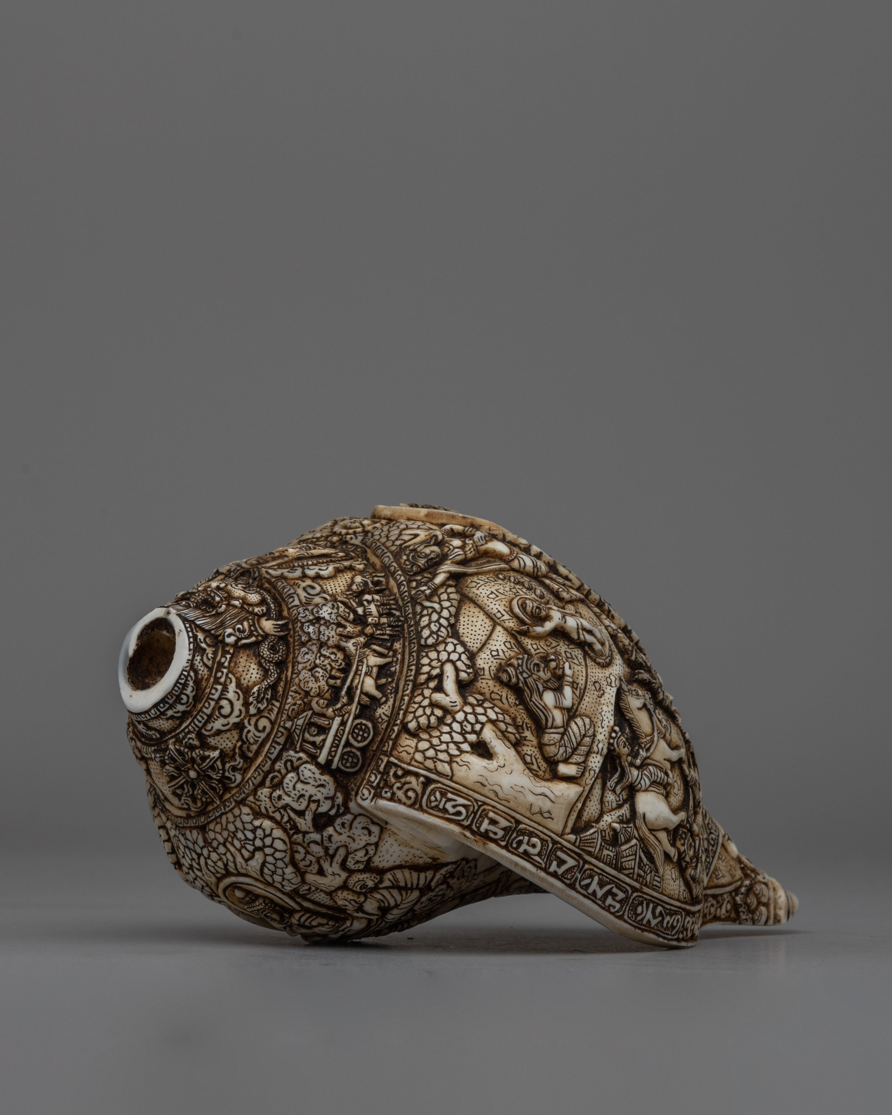 Divine Hand-Carved Conch Shell | Handcrafted Shankh for Rituals and Meditation