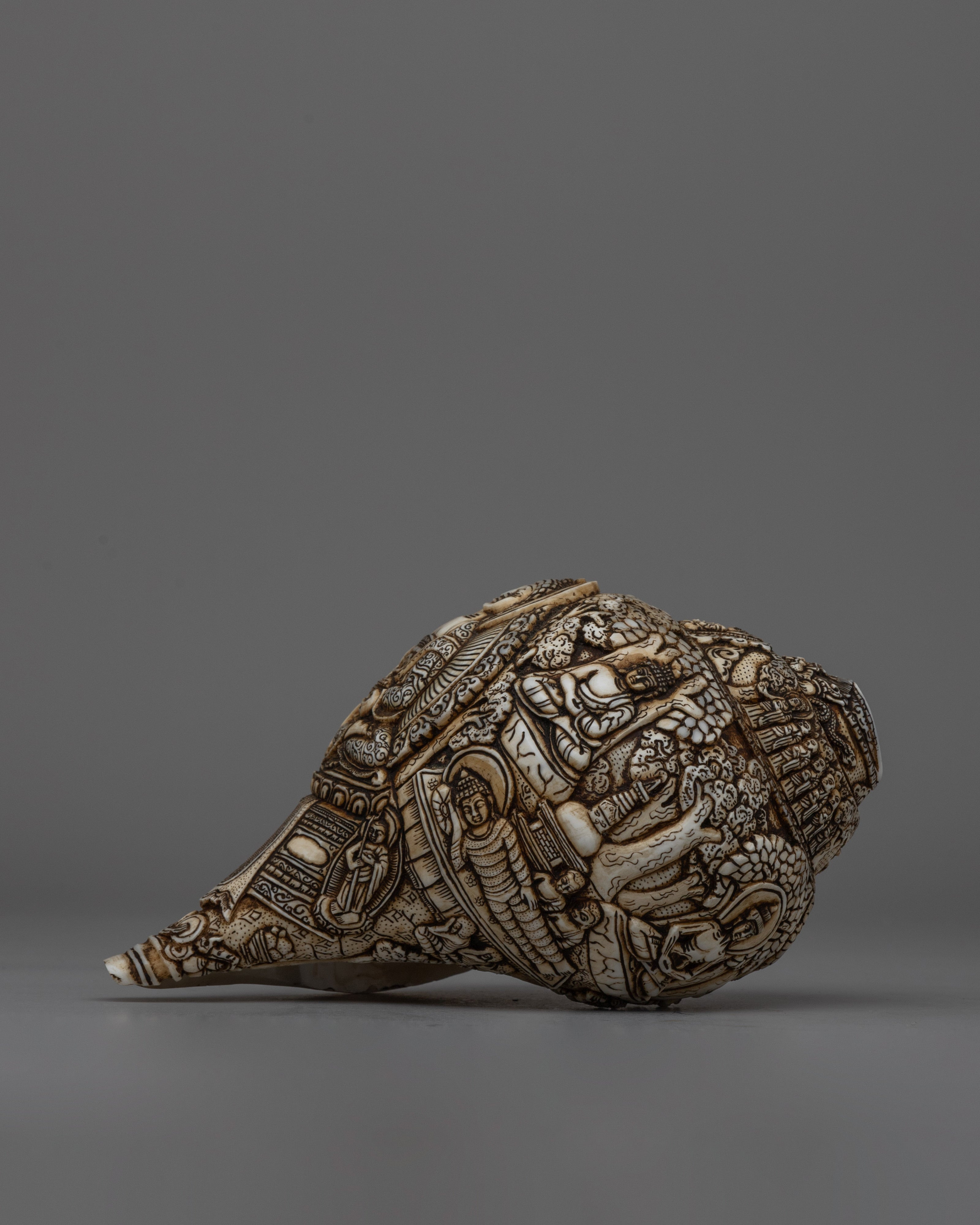 Divine Hand-Carved Conch Shell | Handcrafted Shankh for Rituals and Meditation