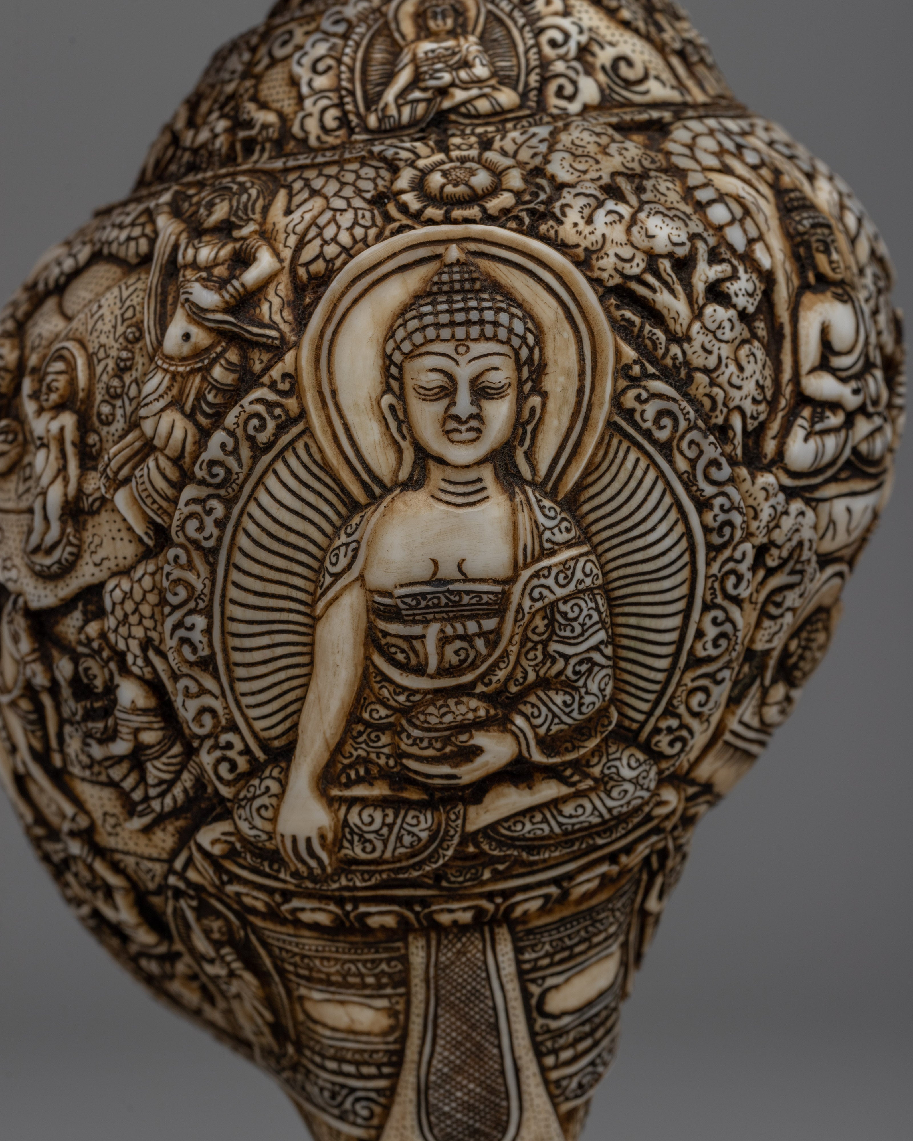 Divine Hand-Carved Conch Shell | Handcrafted Shankh for Rituals and Meditation