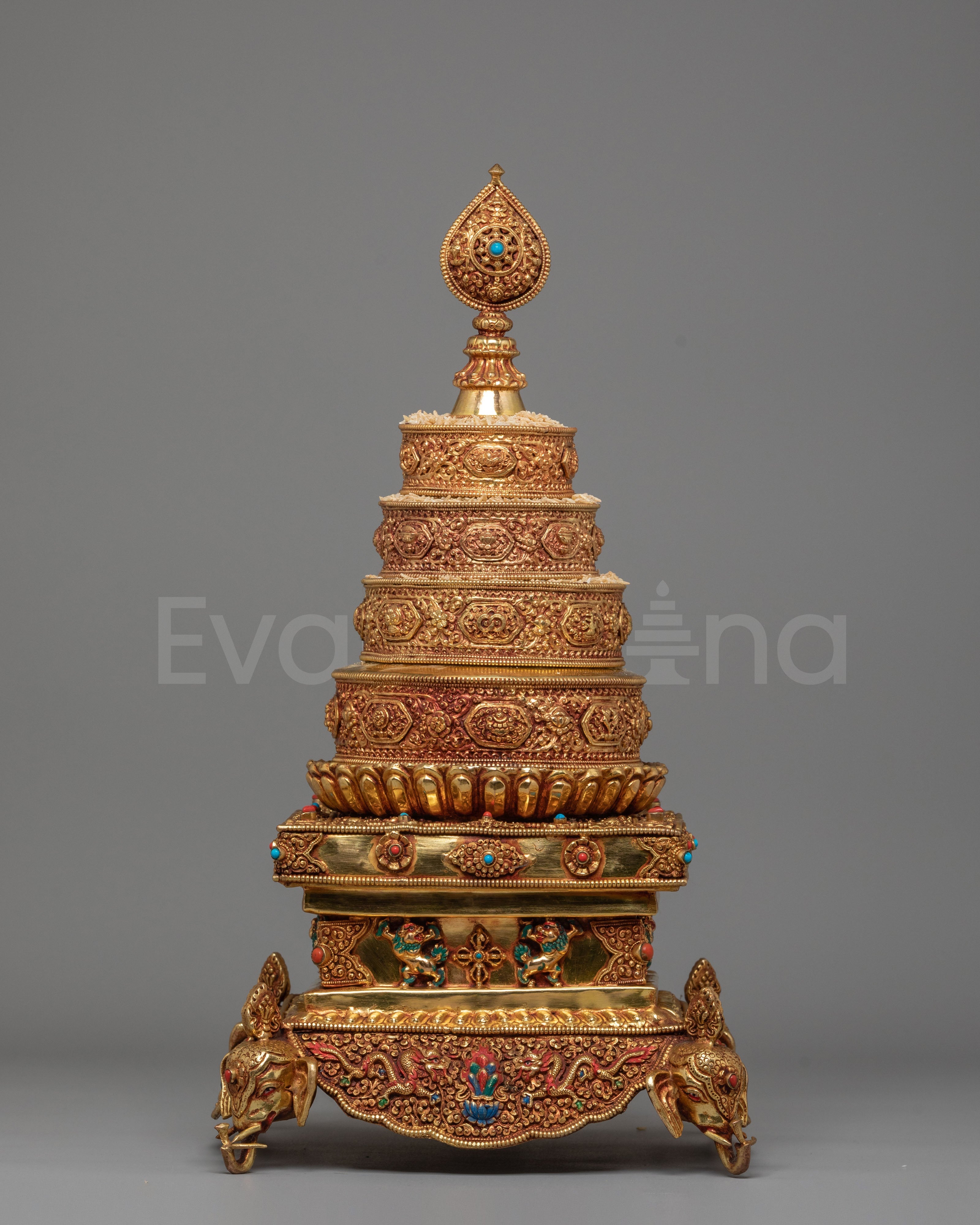 Himalayan Mandala Offering Piece | Tibetan Ritual Stupa Art