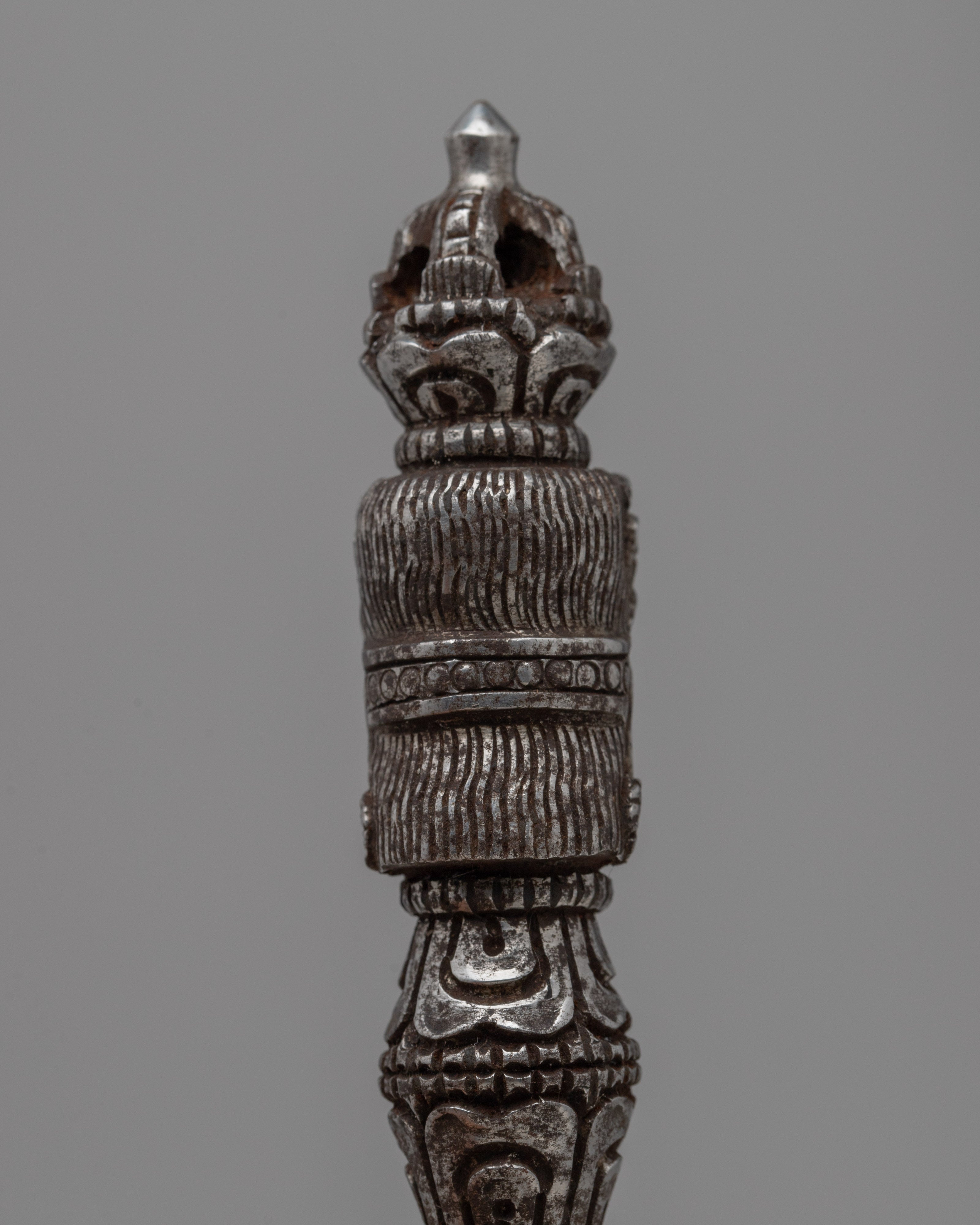 Tibetan Ritual Phurba | Sacred Ritual Dagger with Vajra and Wrathful Deity Figurine