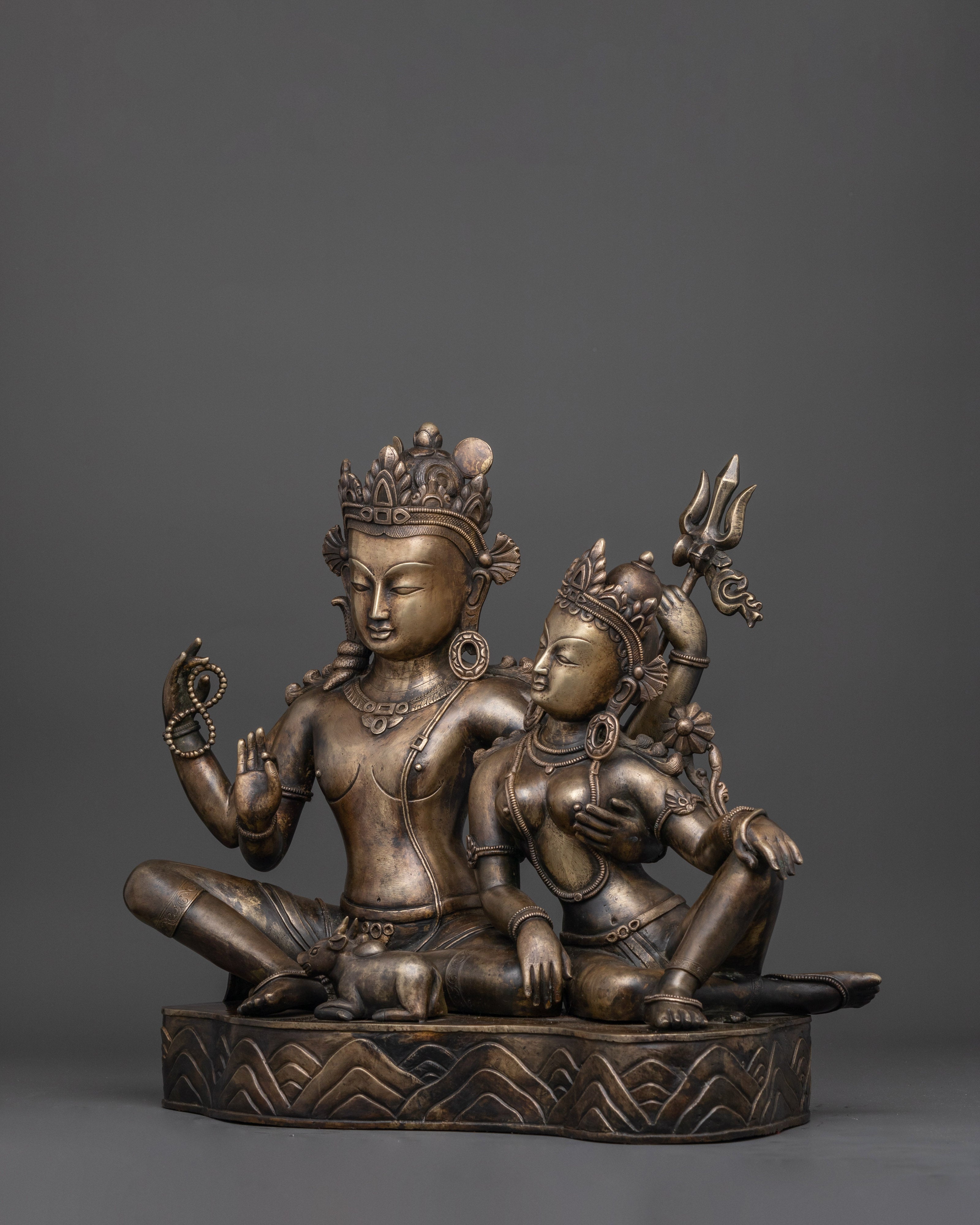 Lord Shiv and Parvati Statue | Spiritual Couple Sculpture for Home, Temple, or Meditation Space