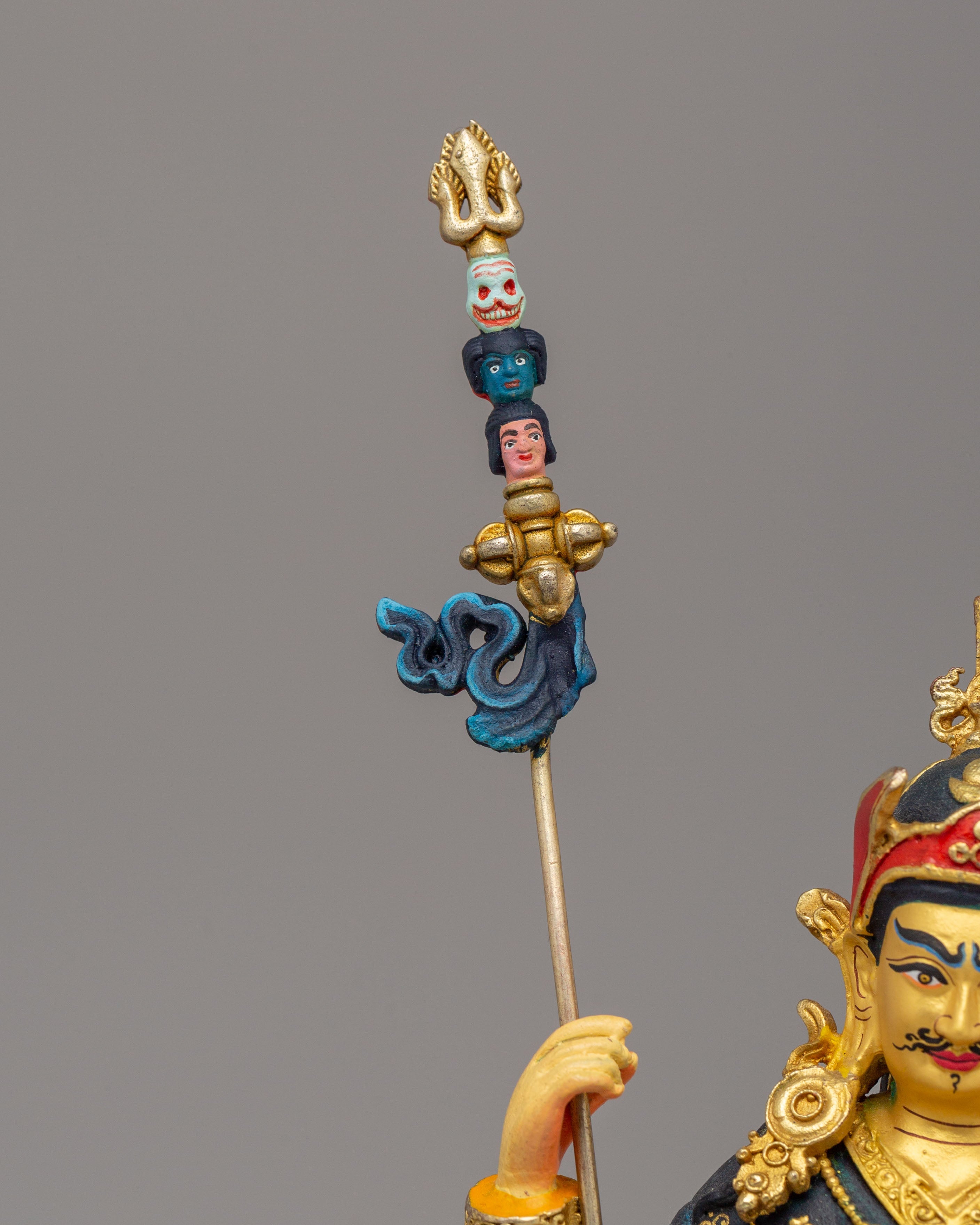 Tibetan Standing Guru Rinpoche Statue | Handcrafted Copper Figure for Altar