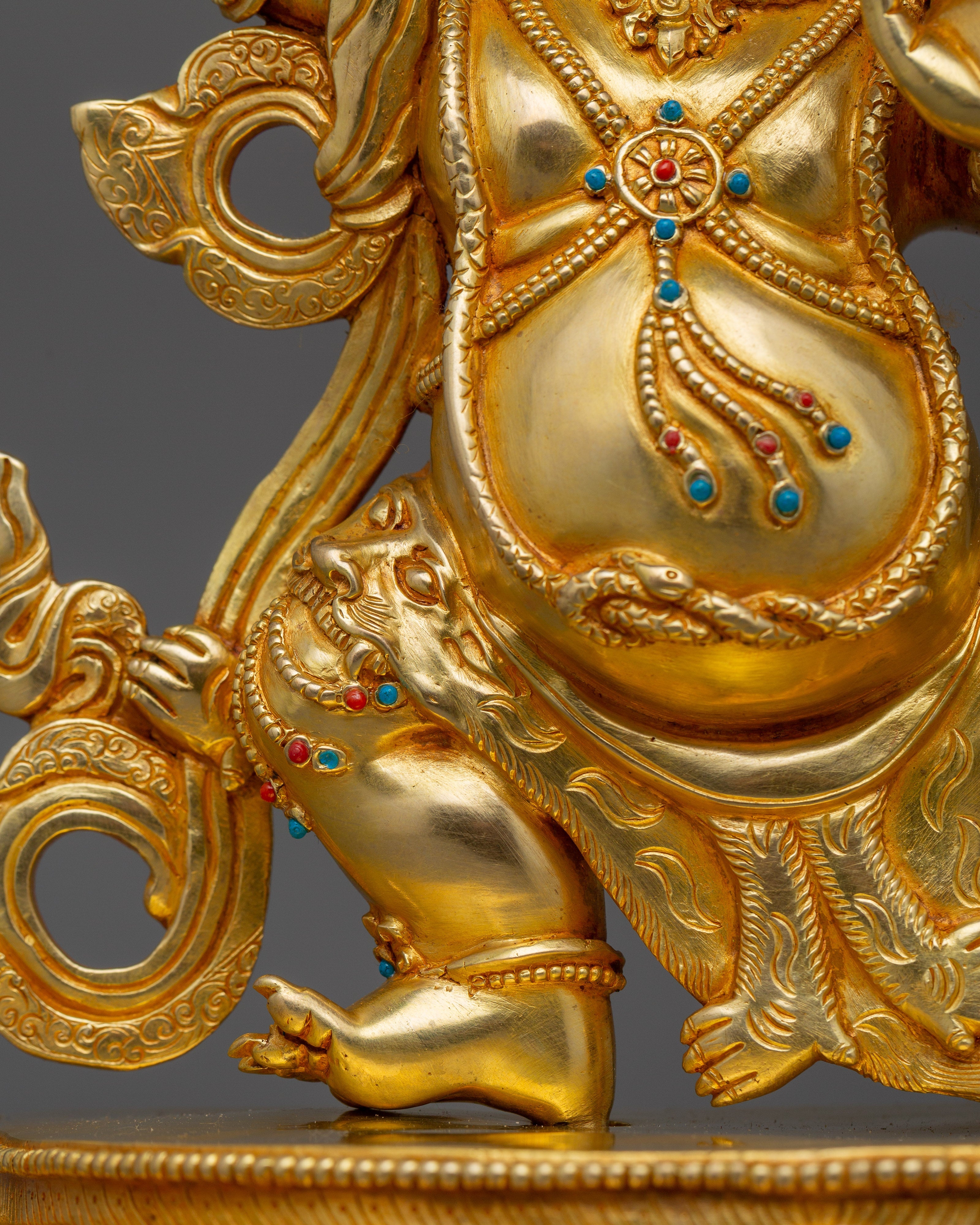 Divine Guardian Deity Vajrapani | 24K Gold Gilded Sculpture
