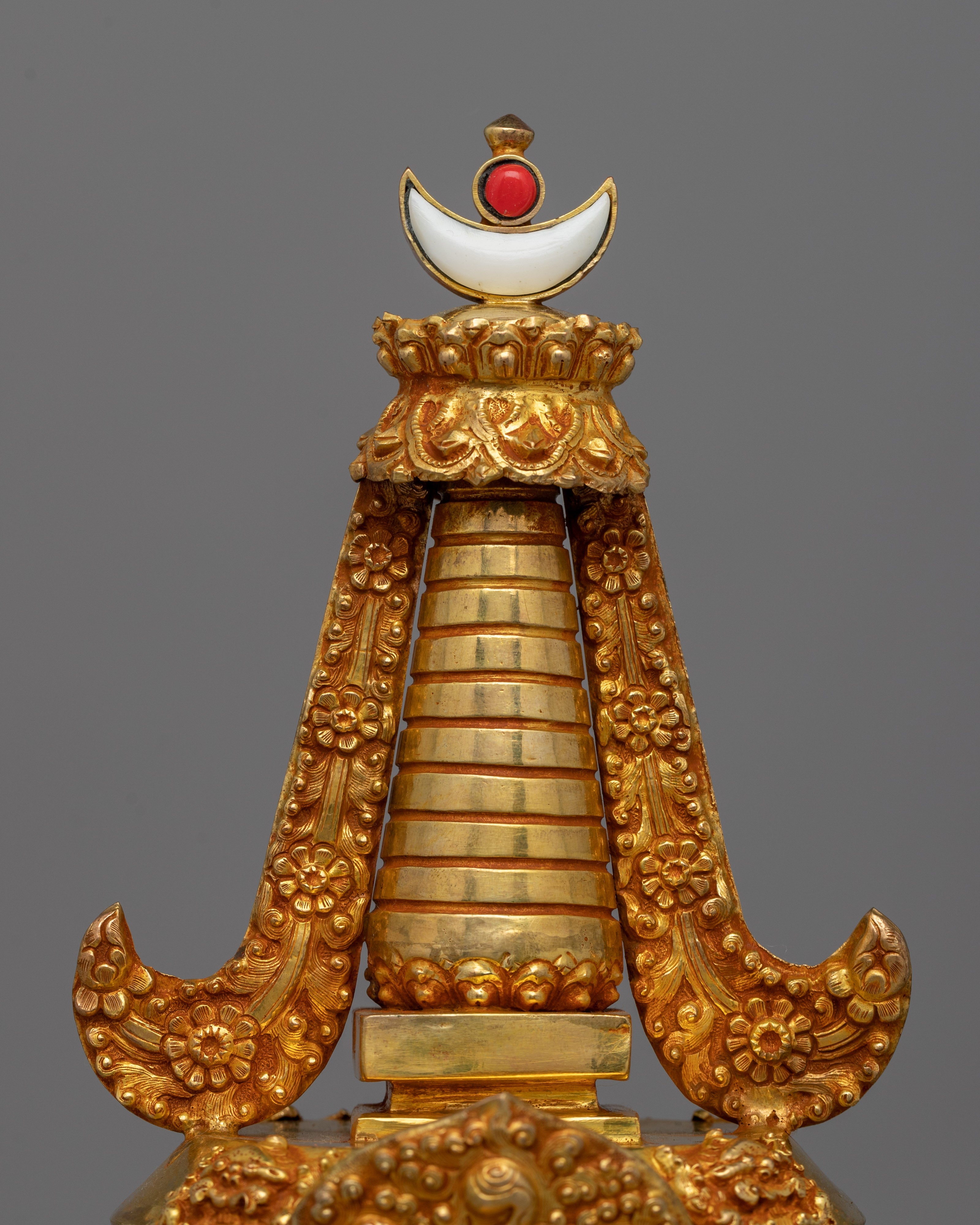Golden Copper Buddhist Stupa | Traditional Buddhist Figurines