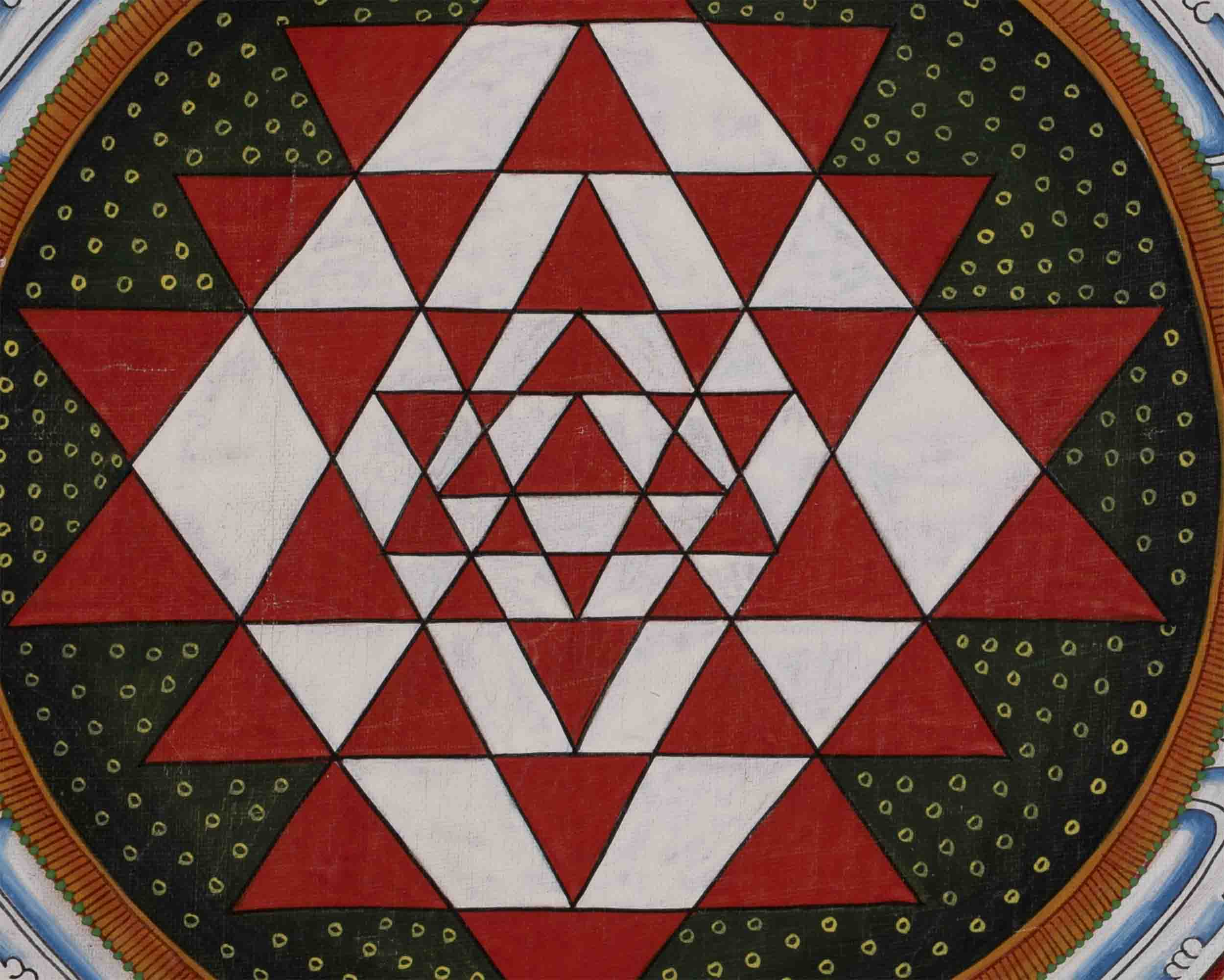 Vintage Shree Yantra Mandala | Original Hand-Painted Colorful Thangka