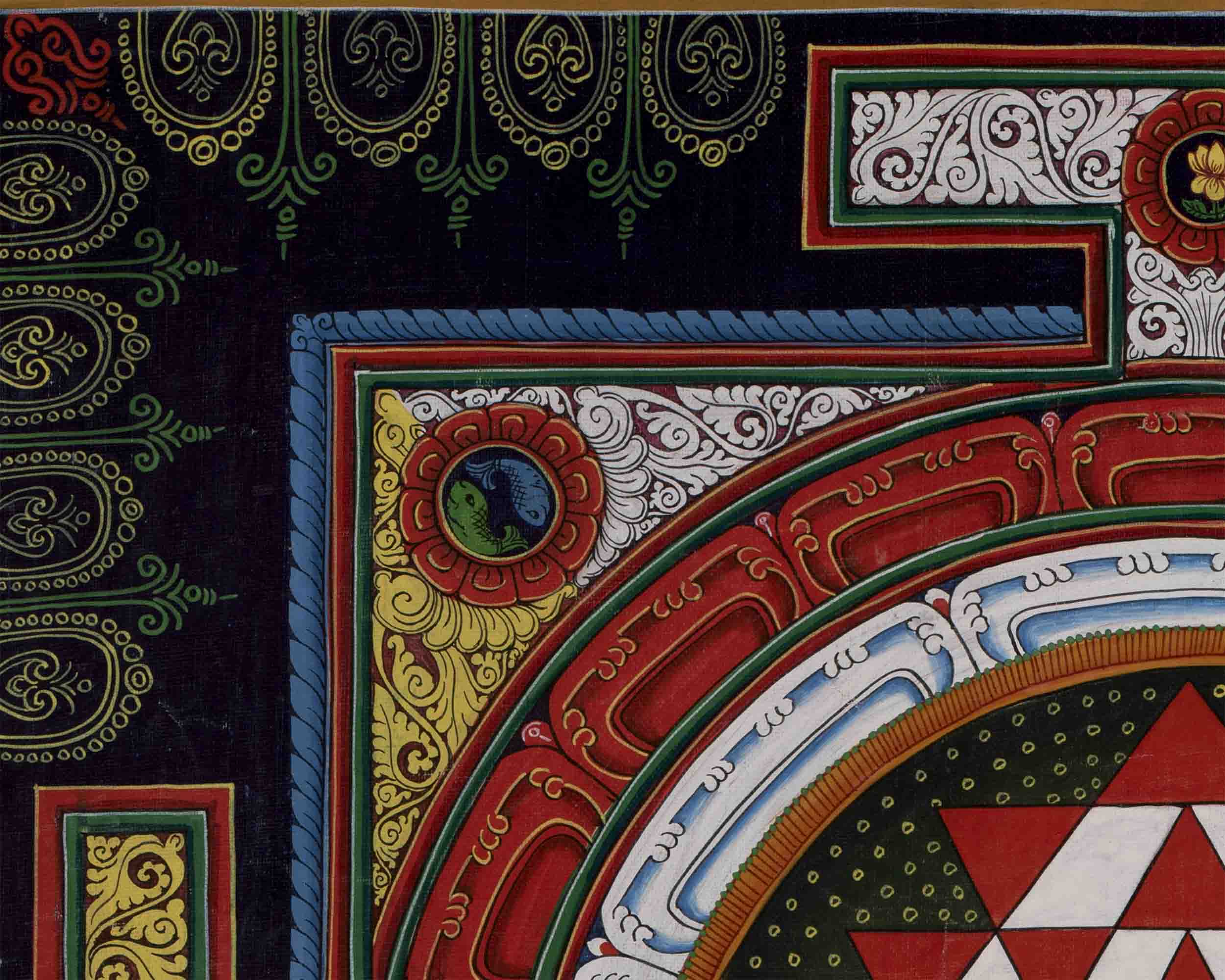 Vintage Shree Yantra Mandala | Original Hand-Painted Colorful Thangka