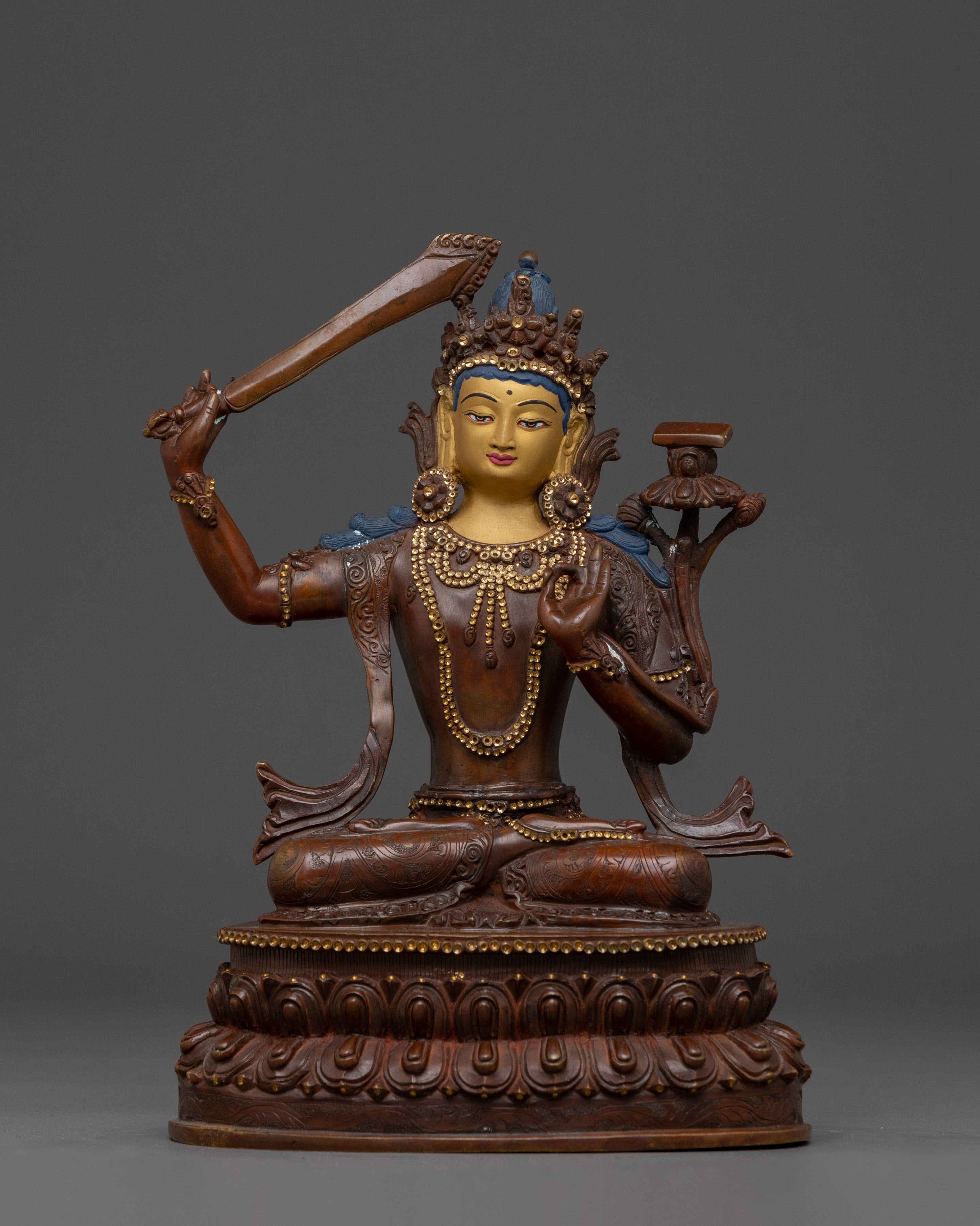 Manjushri Oxidized Copper Buddhist Deity | Buddhist Bodhisattva of Wisdom