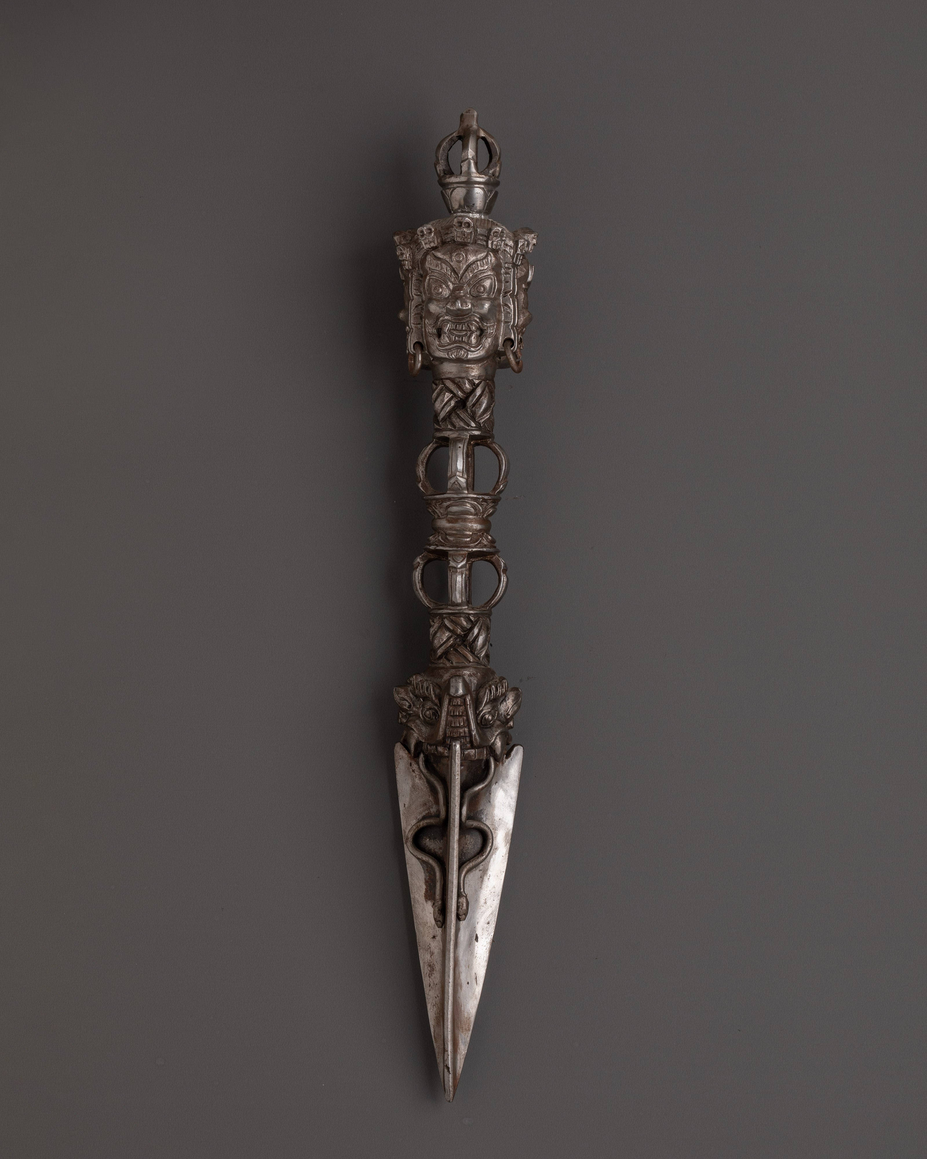 Handcrafted Three-Faced Iron Phurba