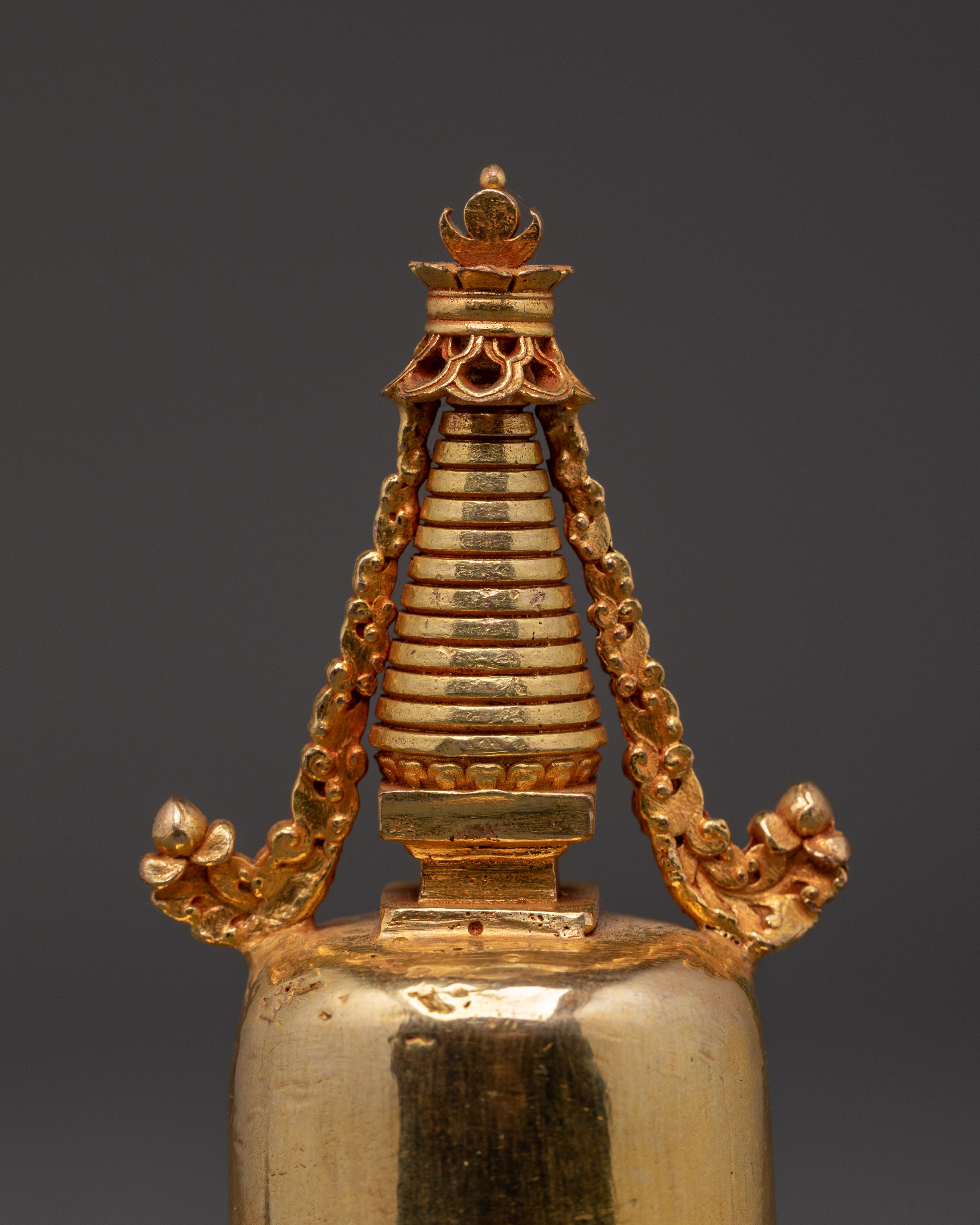 Enlightenment Copper Stupa | Handcrafted Gold Plated Tibetan Buddhist Statue