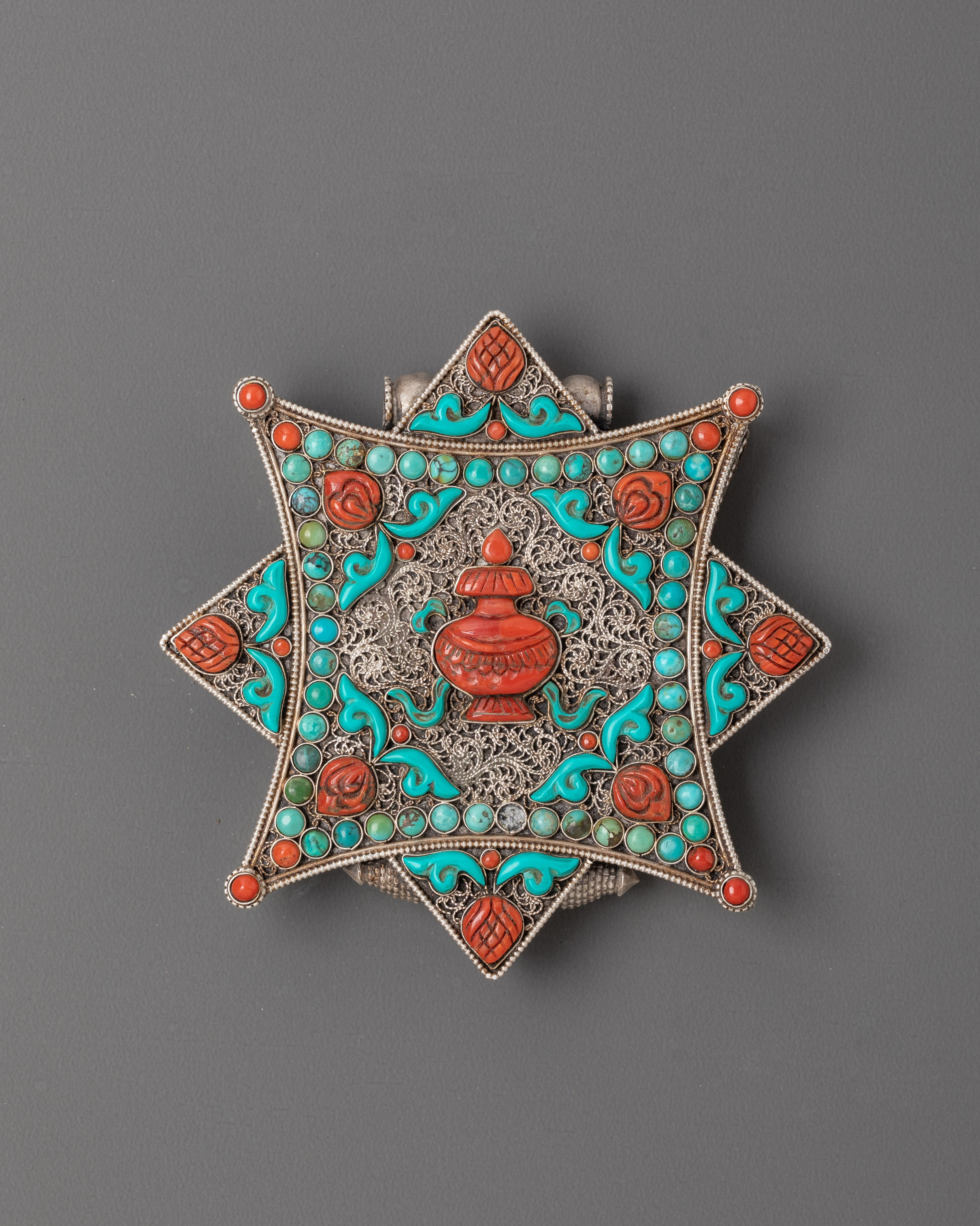 Kalash Prayer Ghau Box Locket | Handcrafted Prosperity Amulet