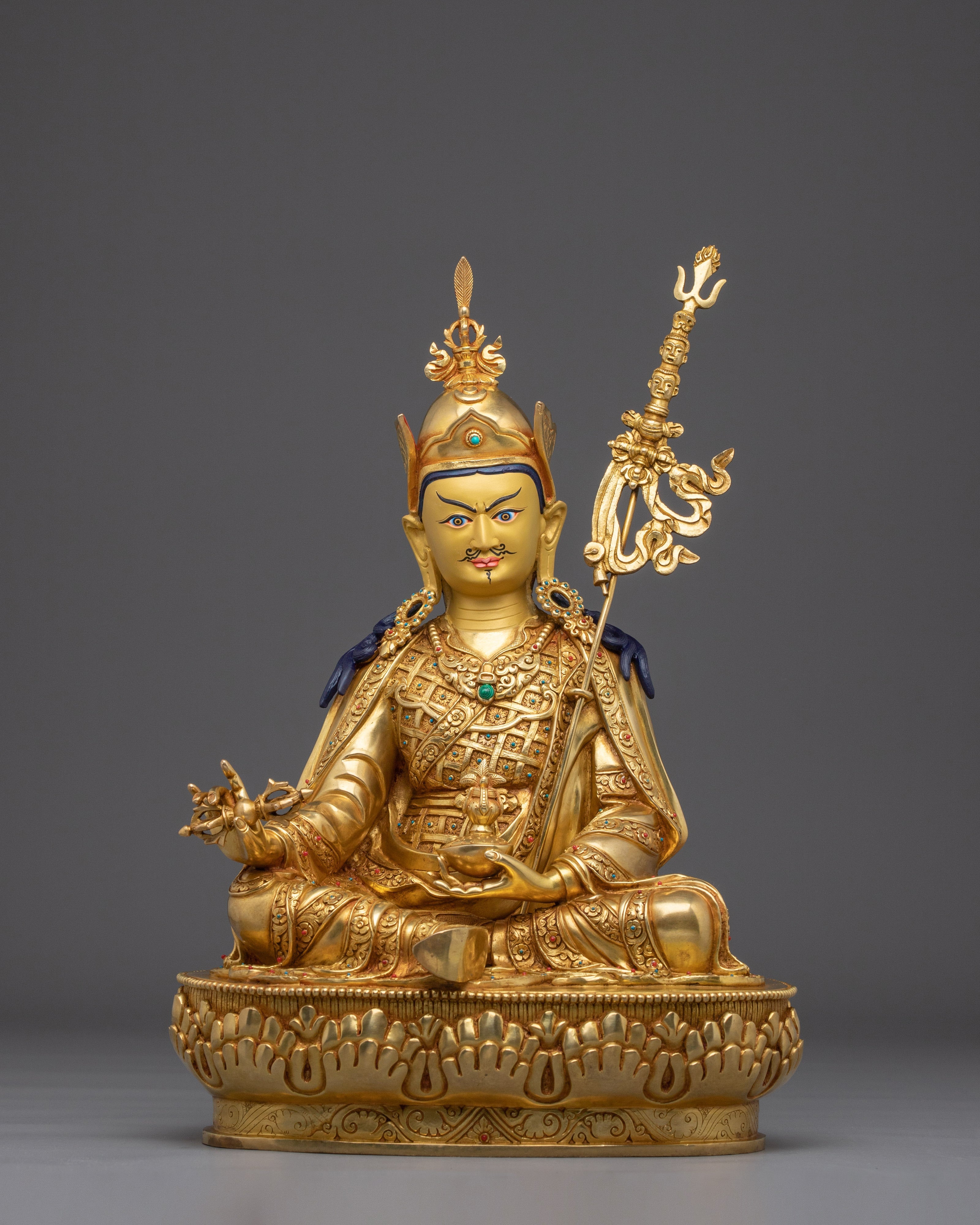 Golden Guru Rinpoche Statue Crafted with Copper