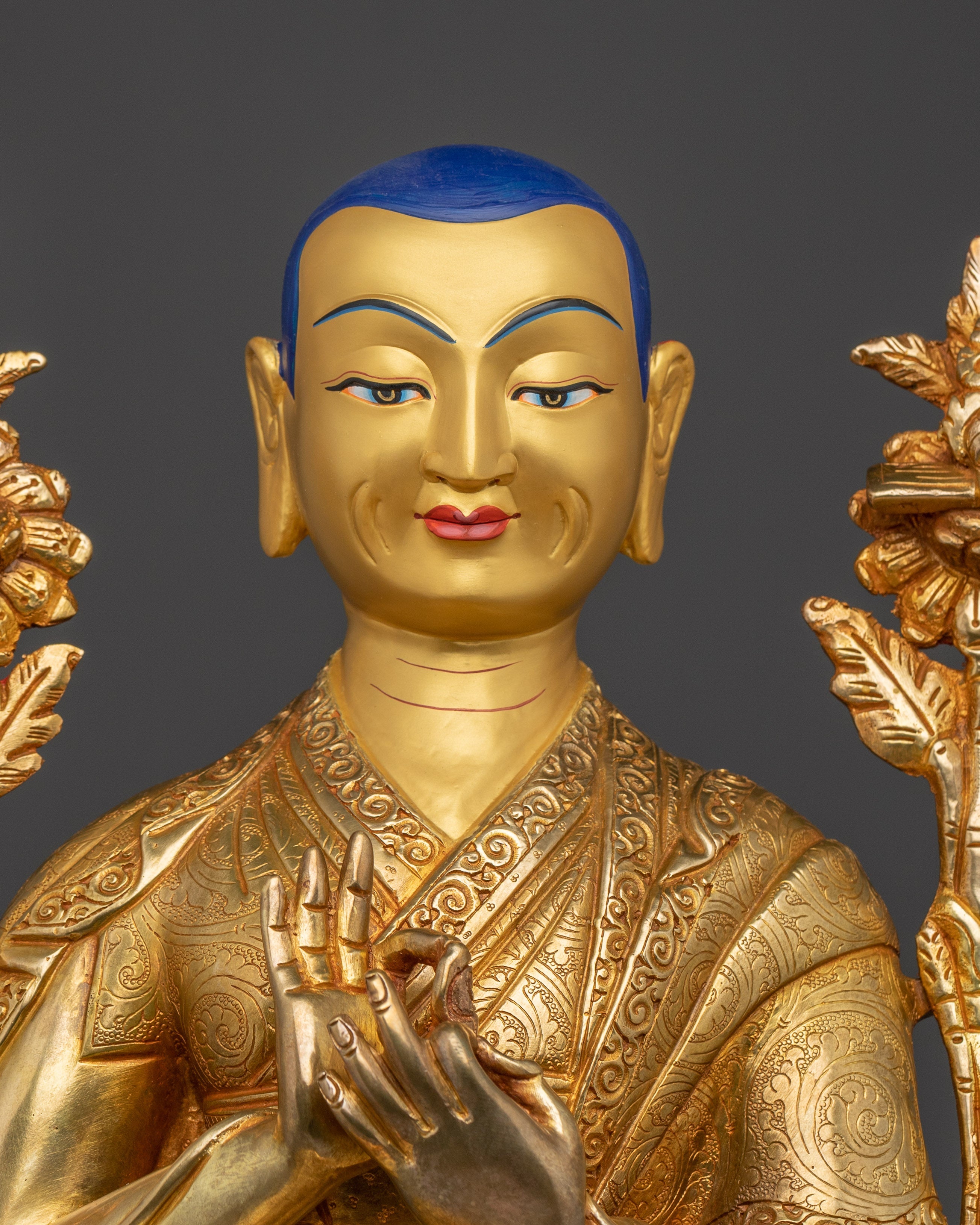 24k Gold Gilded Tsongkhapa Set | Tibetan Religious Guru Lobsang Drakpa