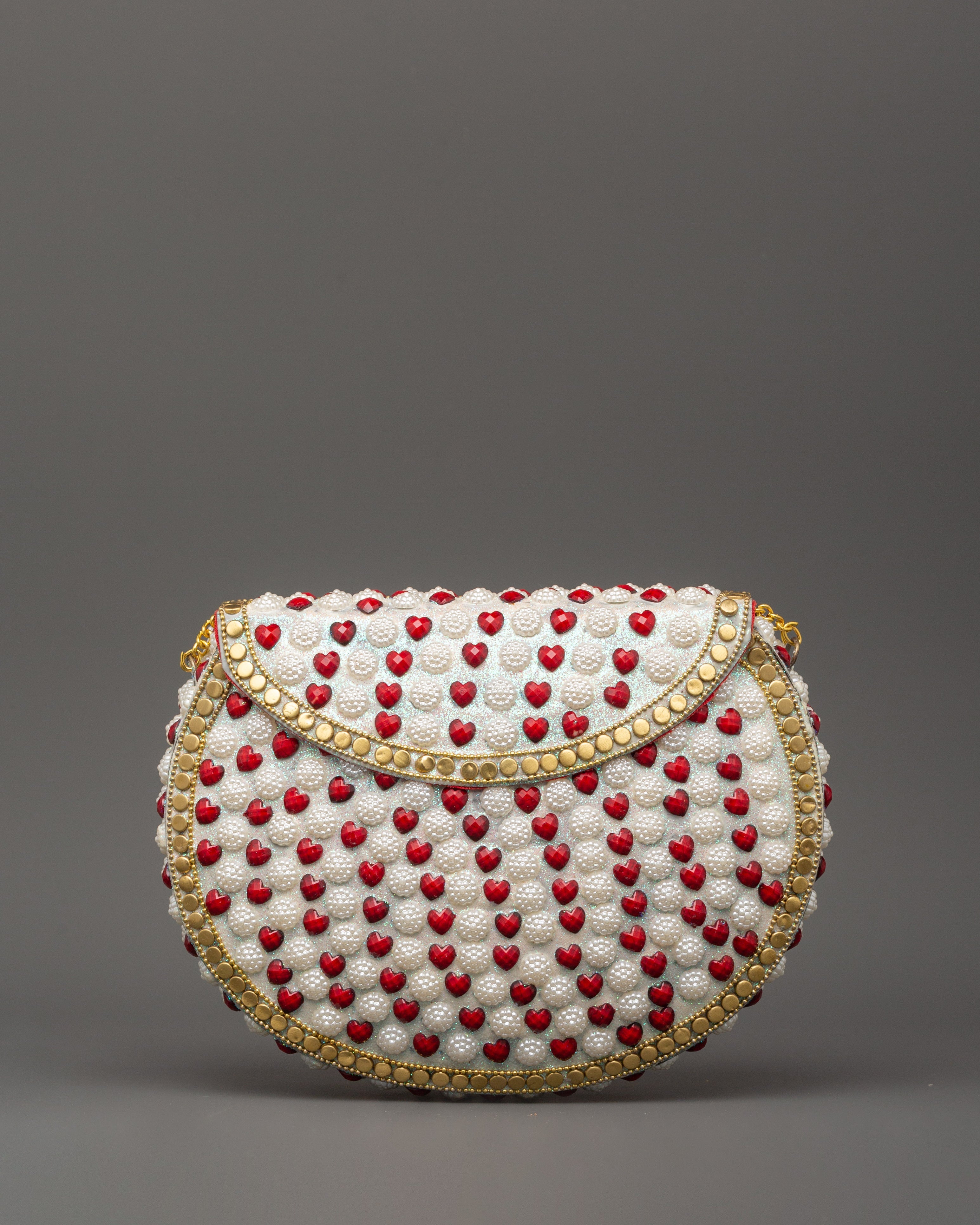 Handcrafted Pearl & Coral Side Bag