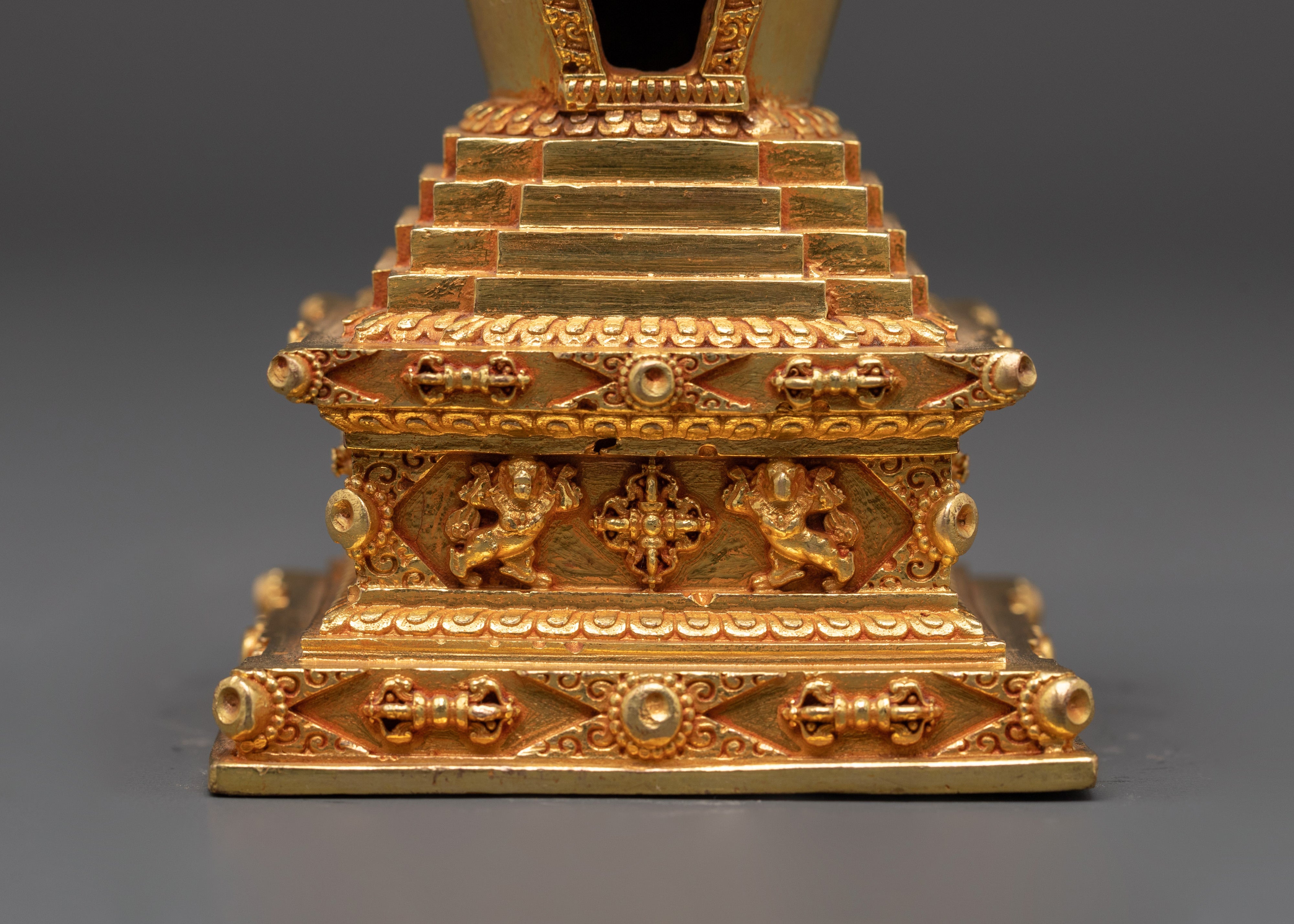 Tibetan Buddhist Ritual Shrine | Handcrafted Gold Plated Copper Altar Decoration