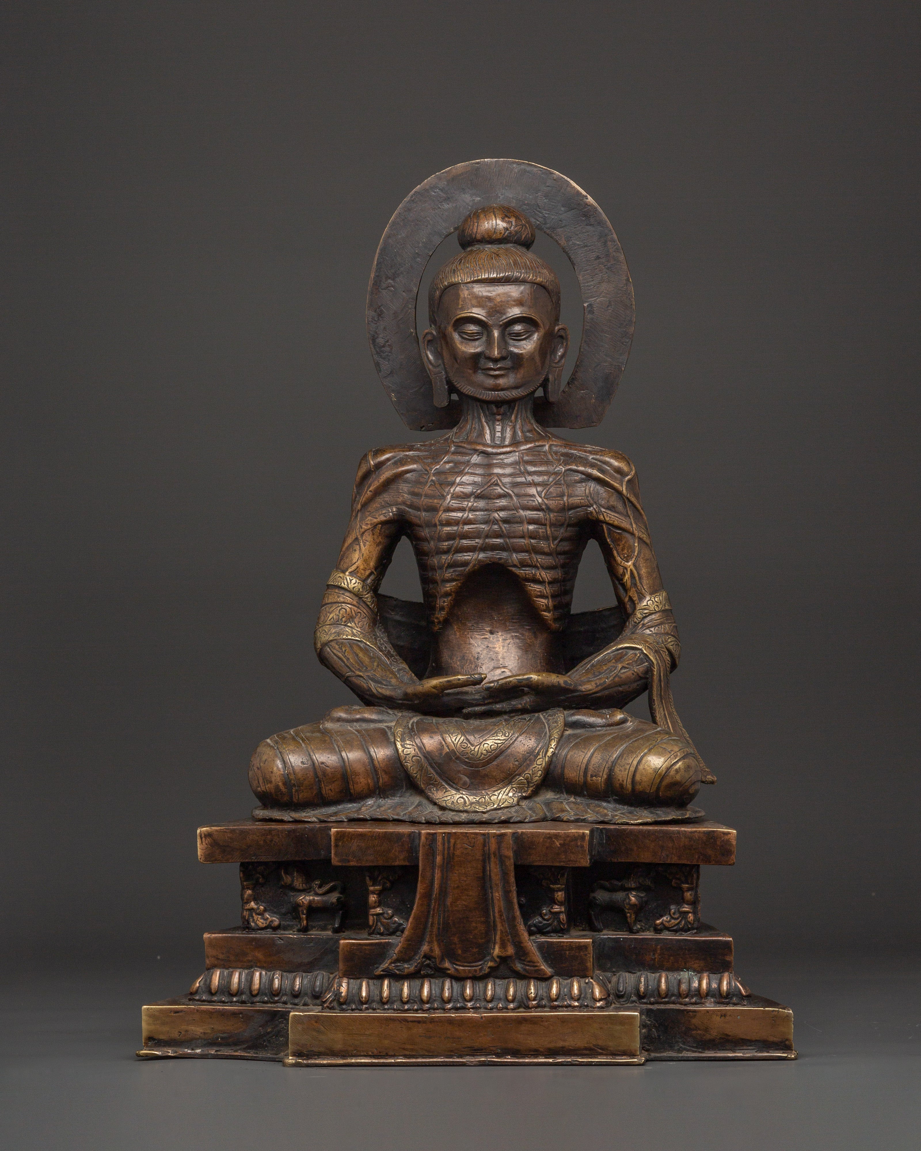 Oxidized Copper Fasting Buddha