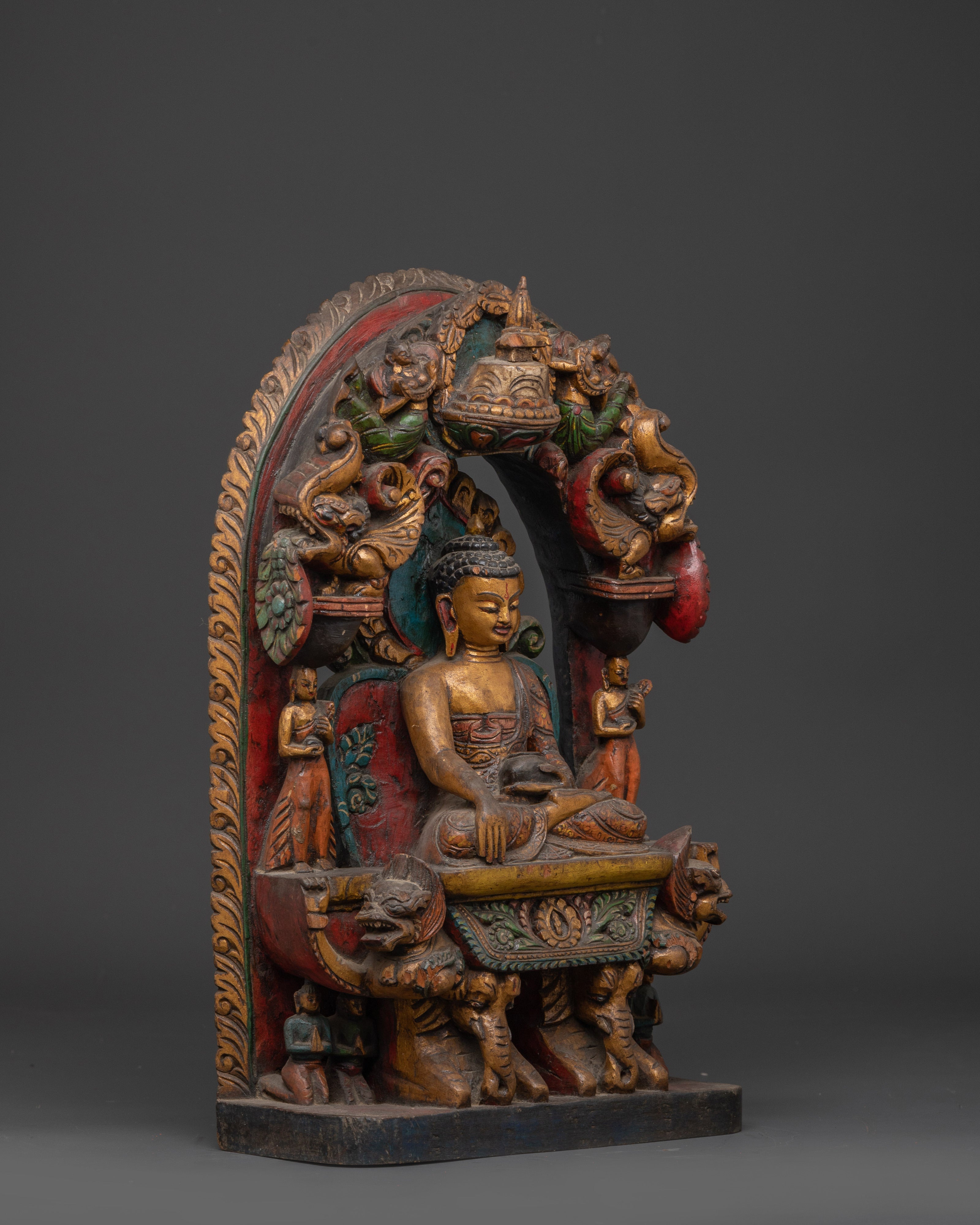 Hand Carved Meditation Shakyamuni Buddha Figurine | Wooden Tibetan Buddha Statue