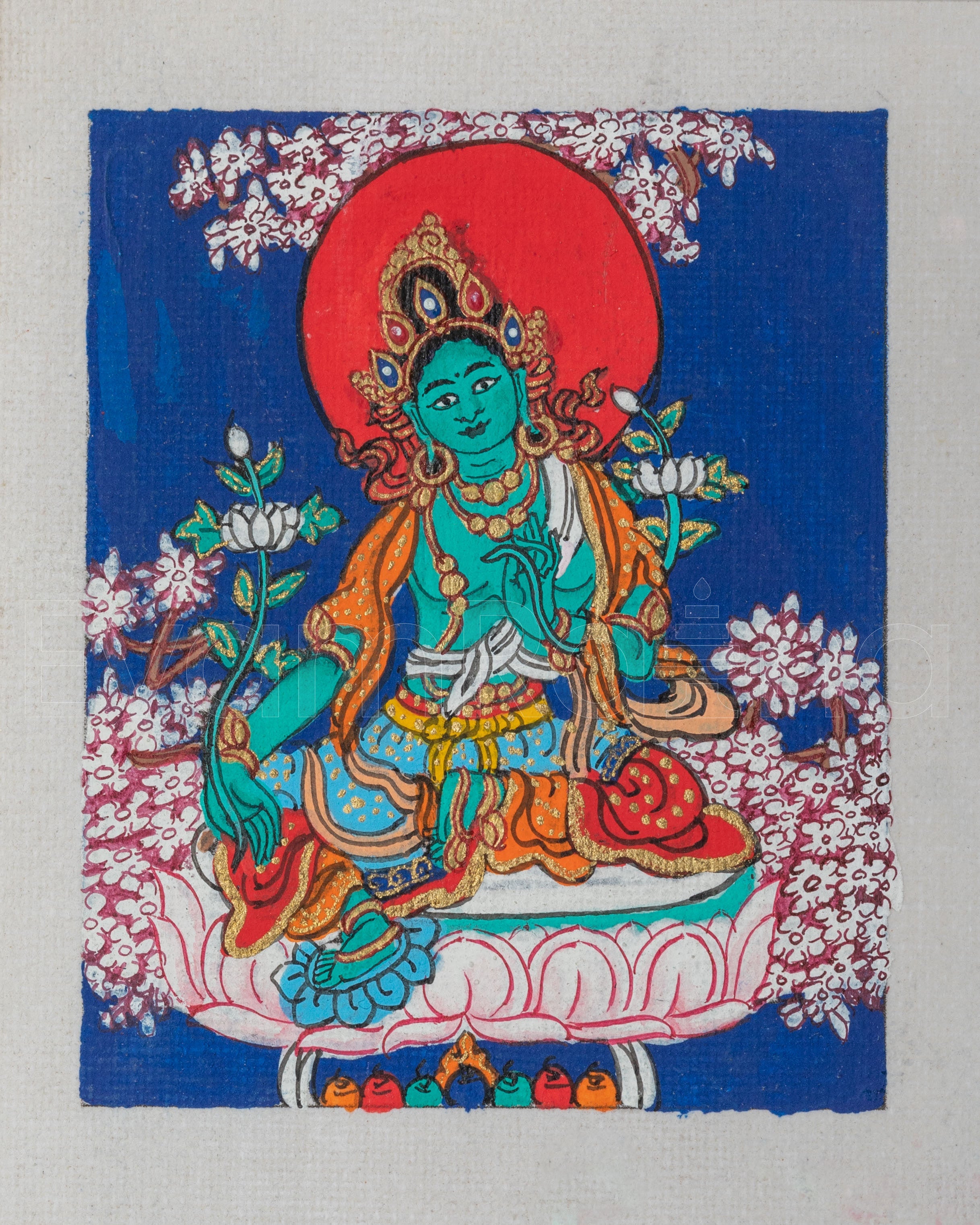 Green Tara Thangka for Locket
