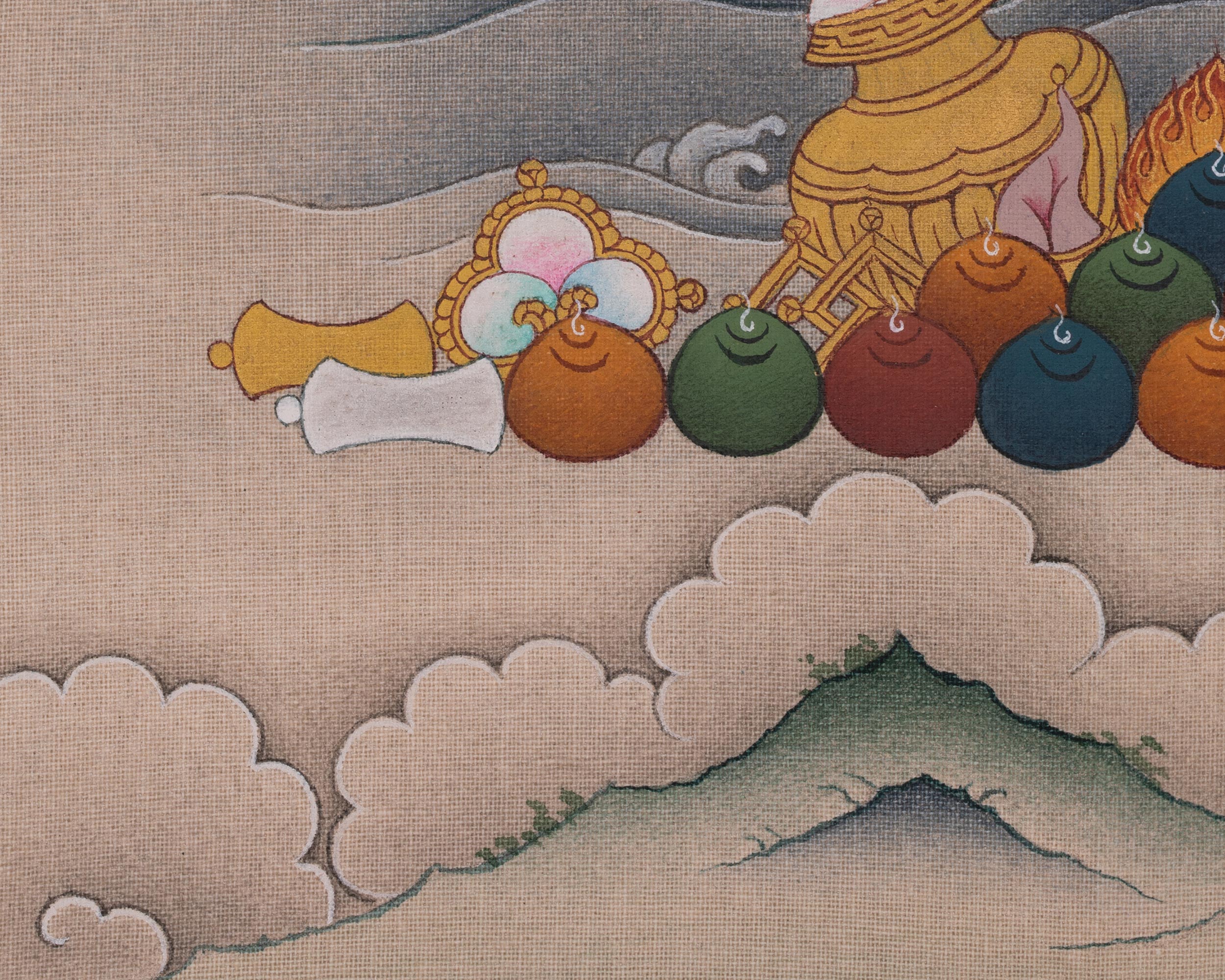 Dzambhala Meditation Thangka | Wealth Deity Artwork | Tibetan Buddhism