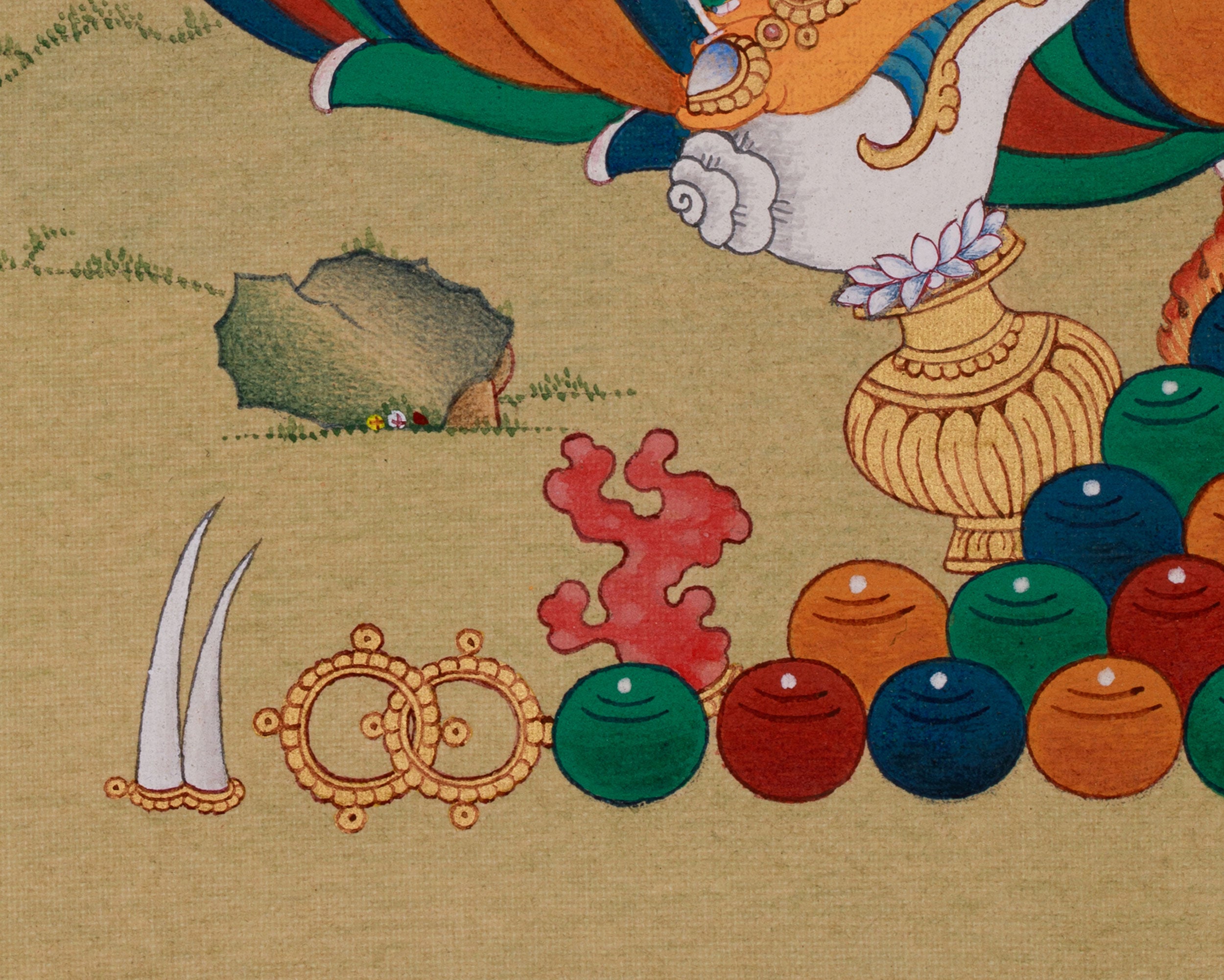 Tibetan Dzambhala with Ratnasambhava | Wealth Deity and Abundance