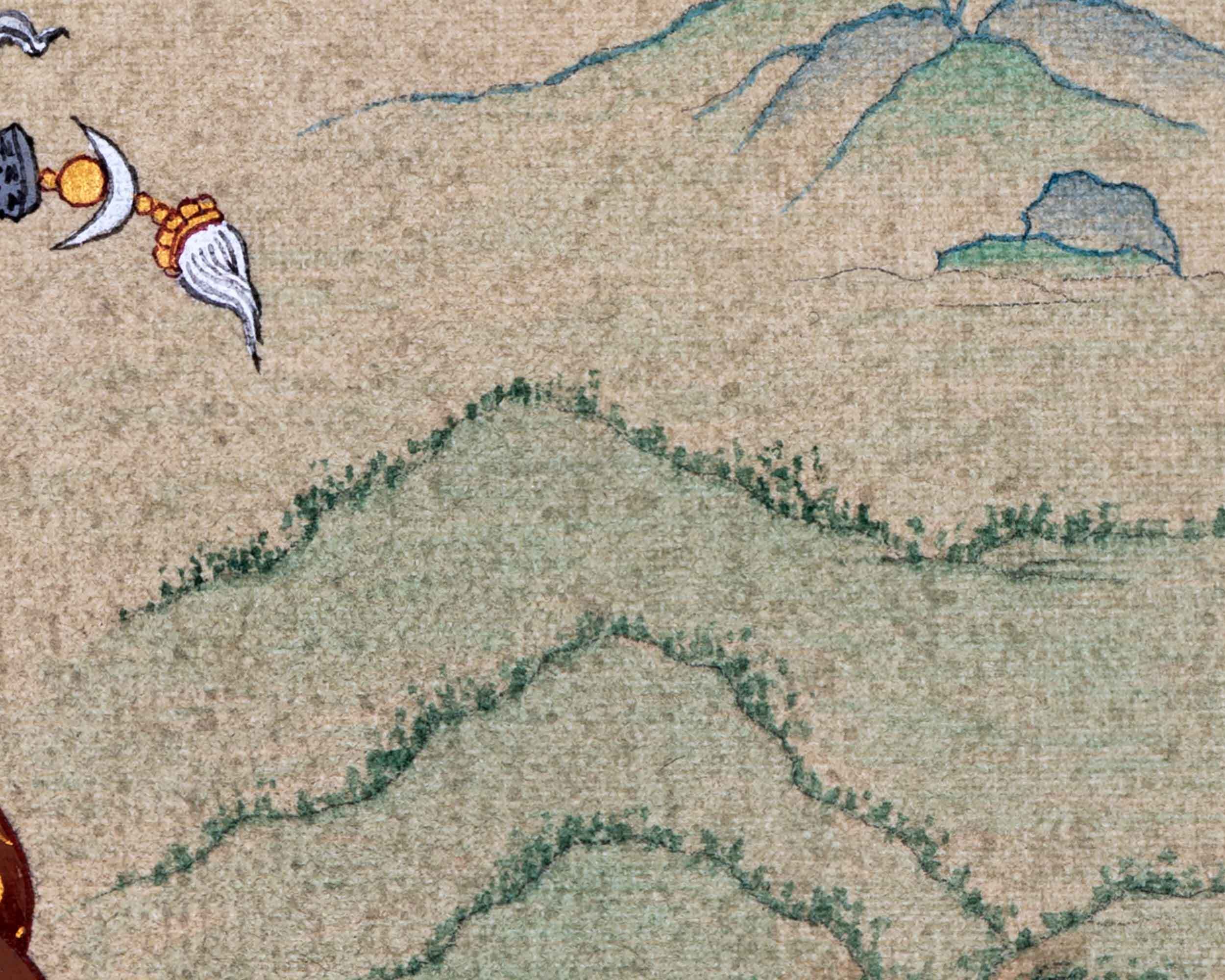 Sacred Guru Rinpoche Thangka | Handpainted Artwork For Mantra Practice | Authentic Tibetan Art