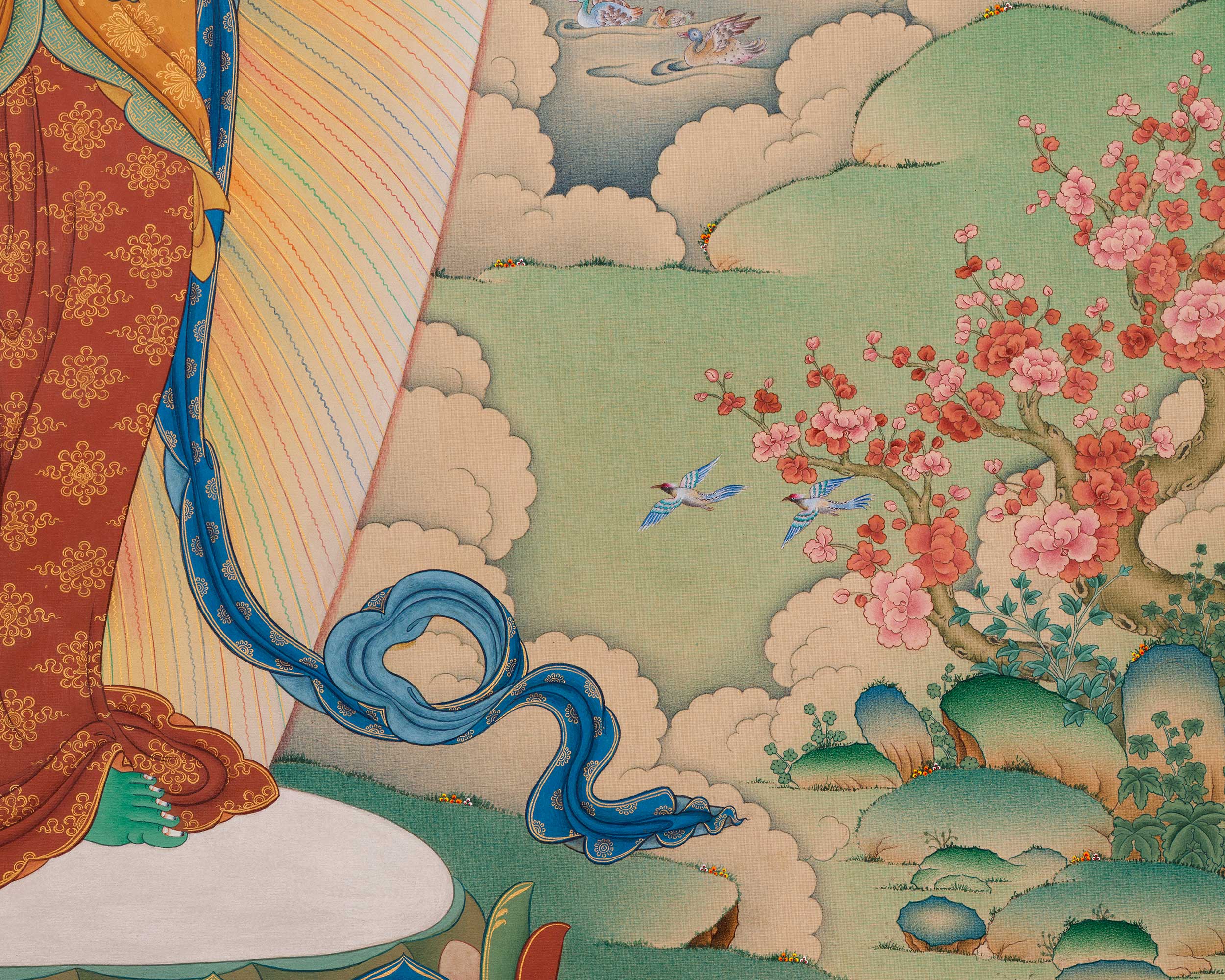 Standing Green Tara Thangka | Digital Thangka Canvas Print