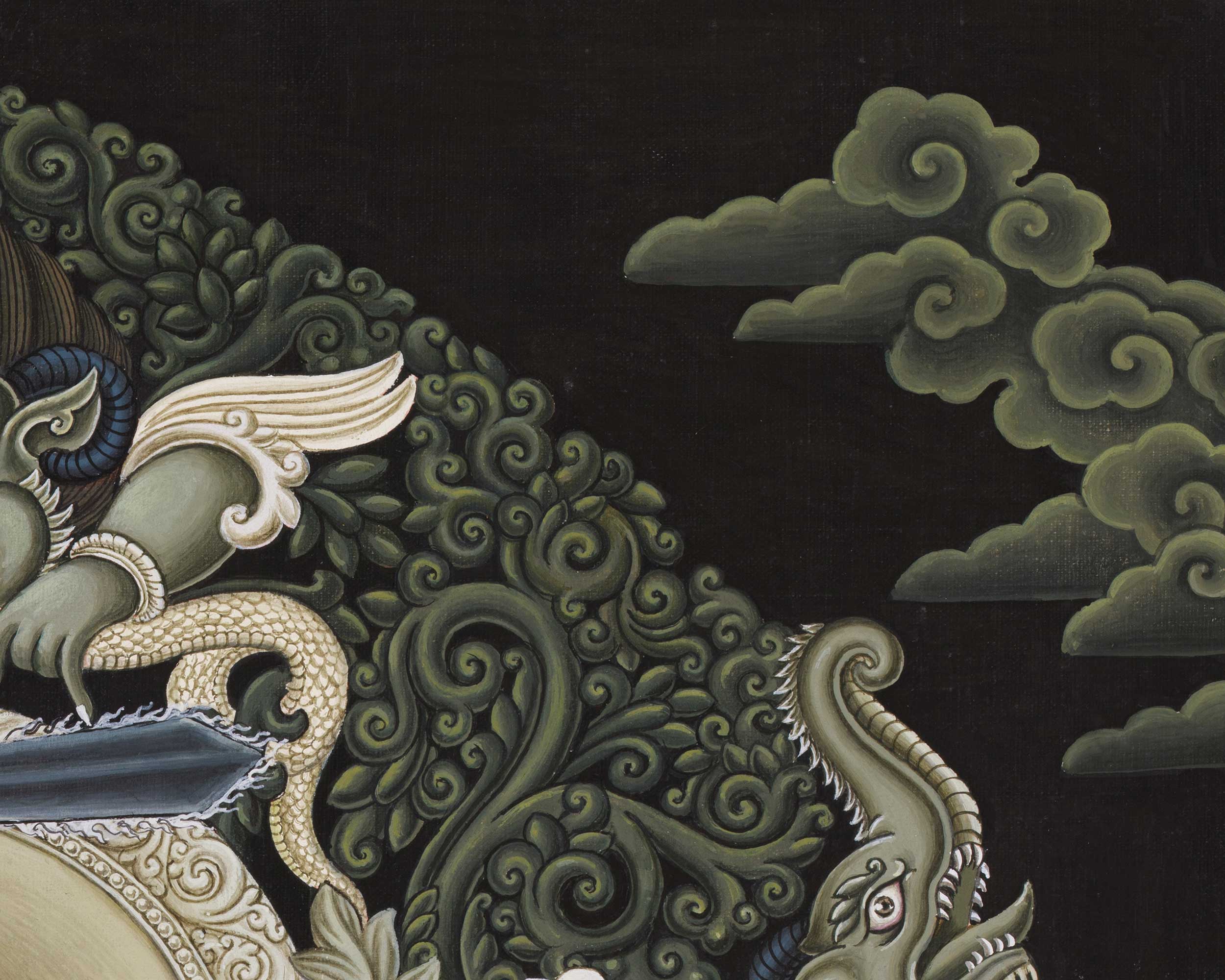 Bodhisattva of Wisdom Manjushri Thangka | A Monochrome Paubha Style Painting