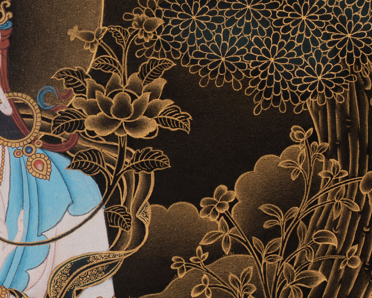 White Tara Peaceful Thangka | Buddhist Art of Compassion and Longevity