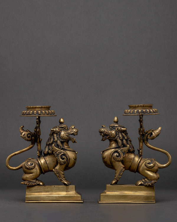 Dragon Brass Oil Lamp Set