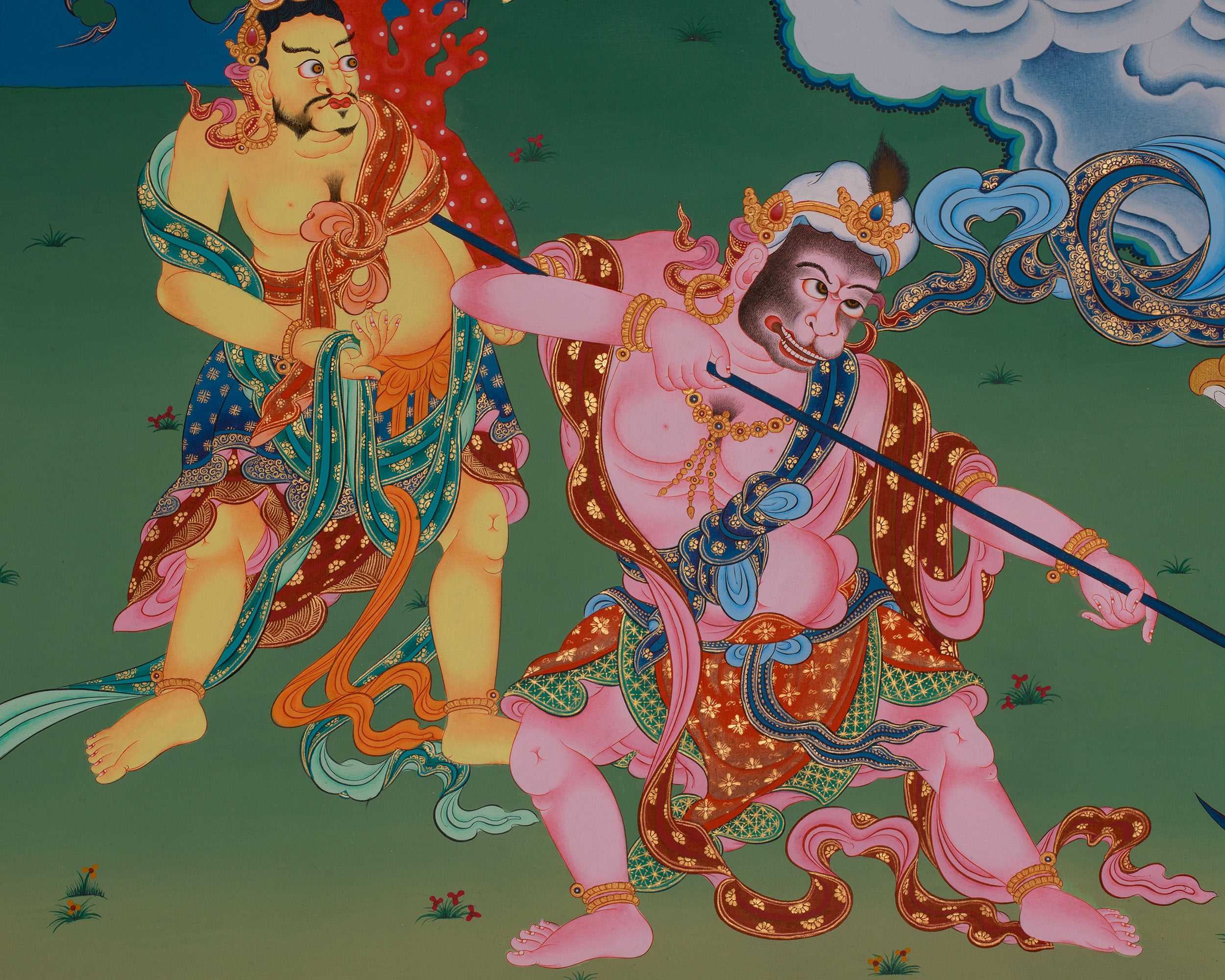 Traditional Thangka of Vaisravana | Tibetan Wealth God | Protector Deity