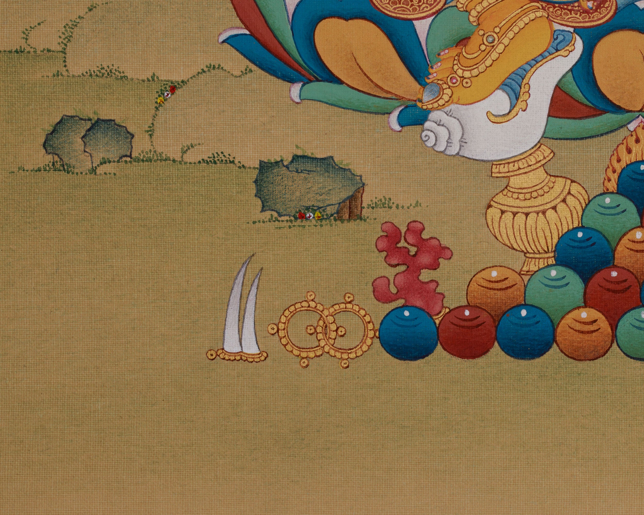 Tibetan Dzambhala with Ratnasambhava Thangka | Prosperity Artwork