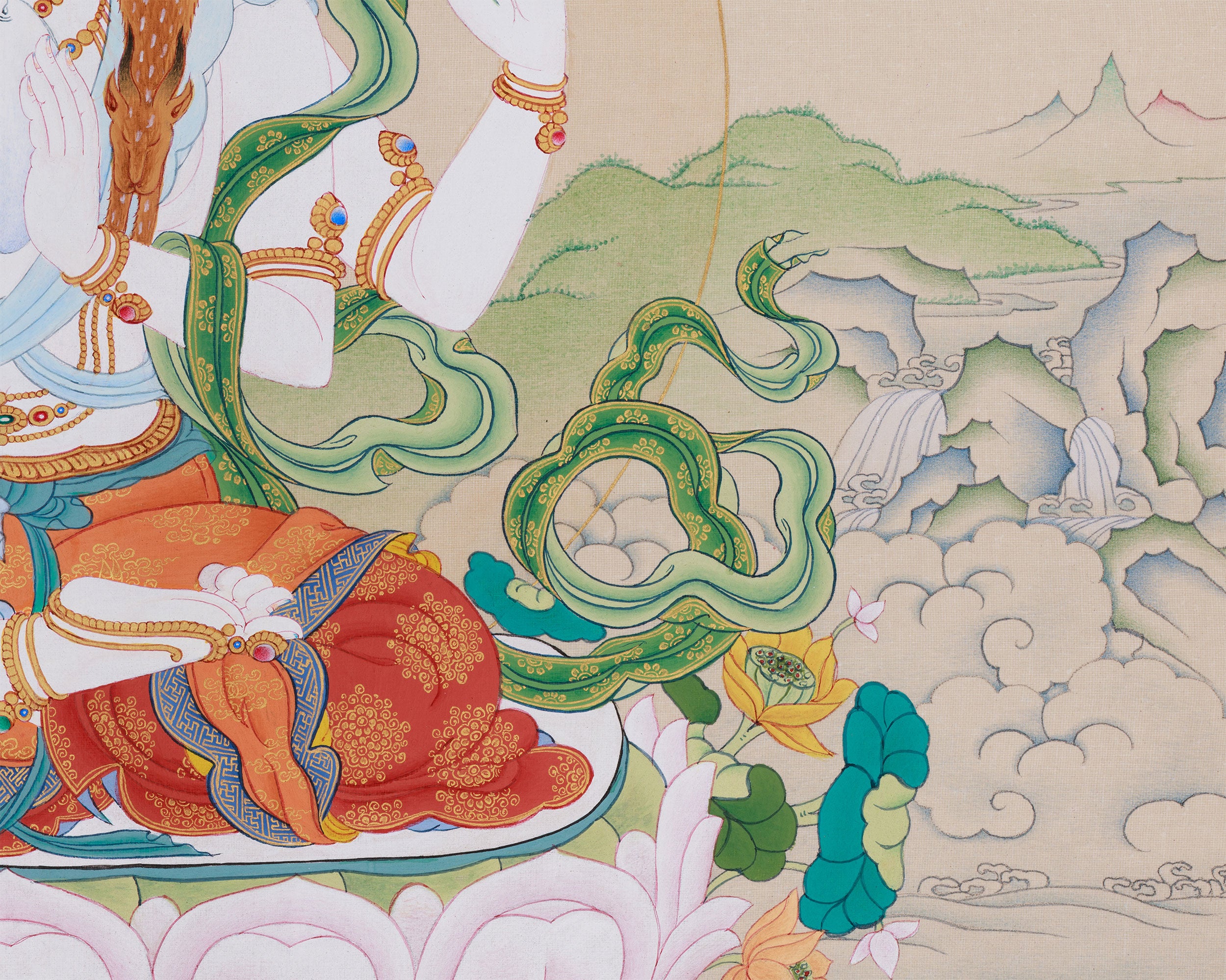 Tibetan Bodhisattva Four Armed Chenrezig | Buddha of Compassion