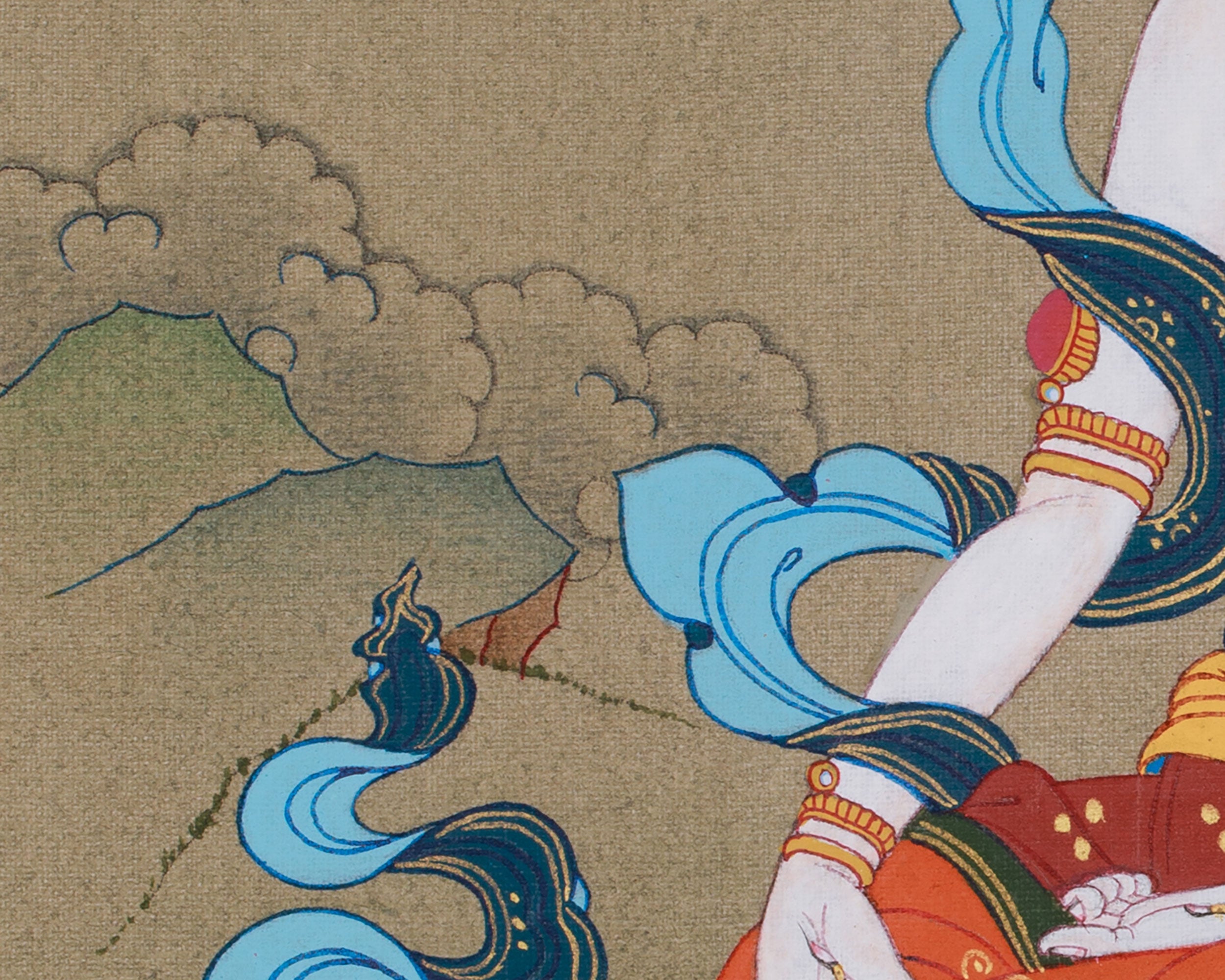 Buddhist Goddess White Tara Thangka | Deity of Longevity and Compassion