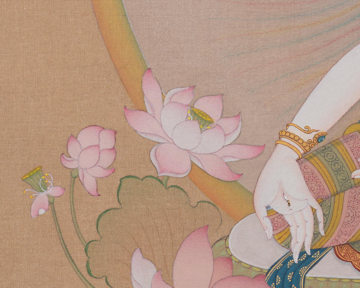 White Tara Himalayan Sacred Artwork | Seven Eyes and Healing Deity