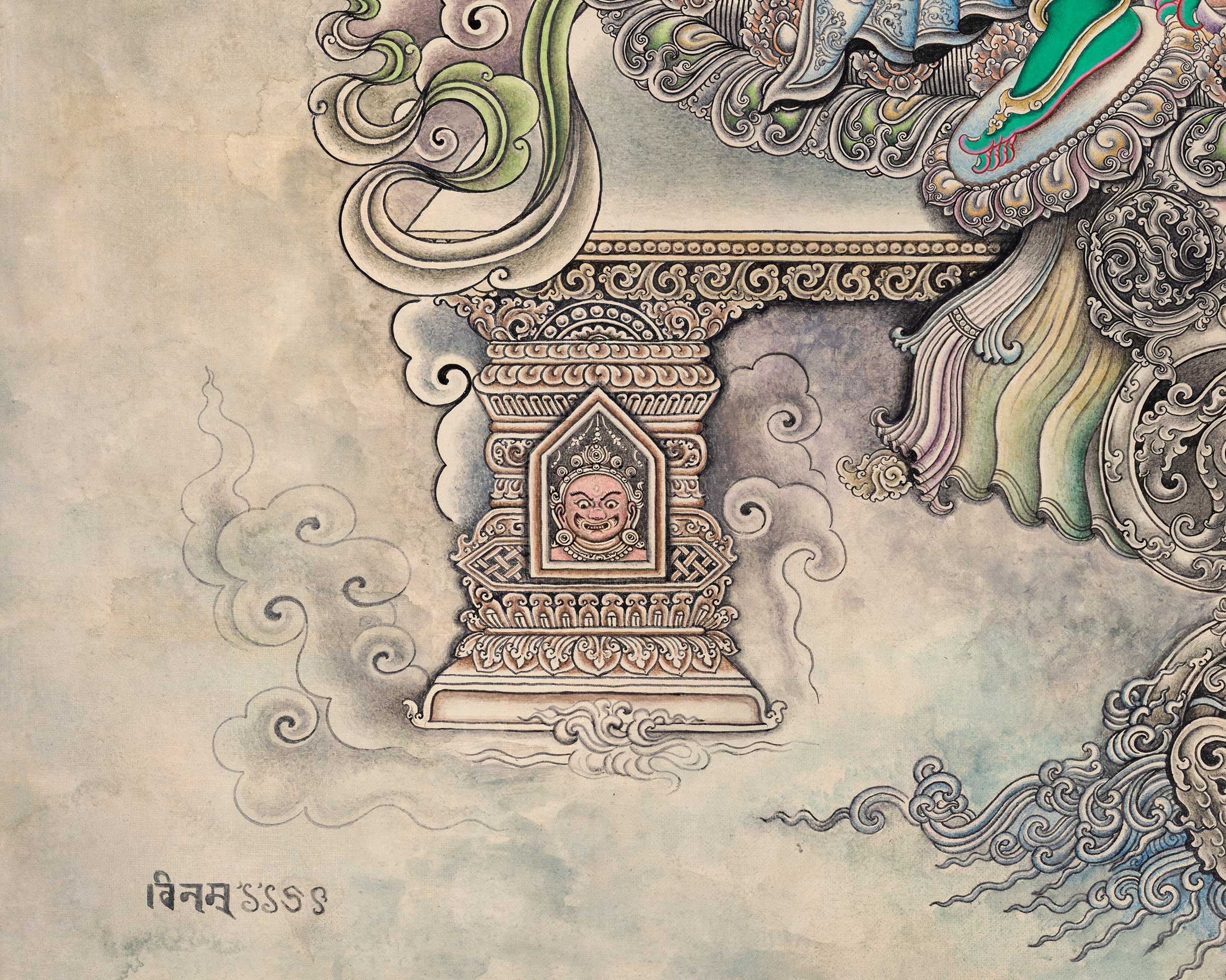 Embrace The Blessing With Green Tara Canvas Print | Tibetan Buddhist Art