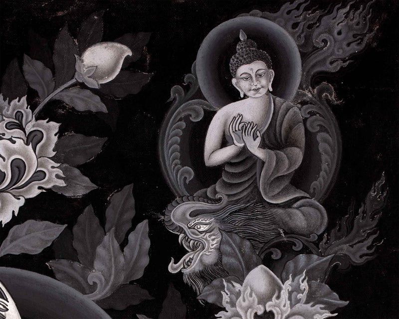 High-Quality Giclee Print For Arya Manjushri Namasangiti Mantra Practice | Multi-Armed Form Of Bodhisattva Of Wisdom