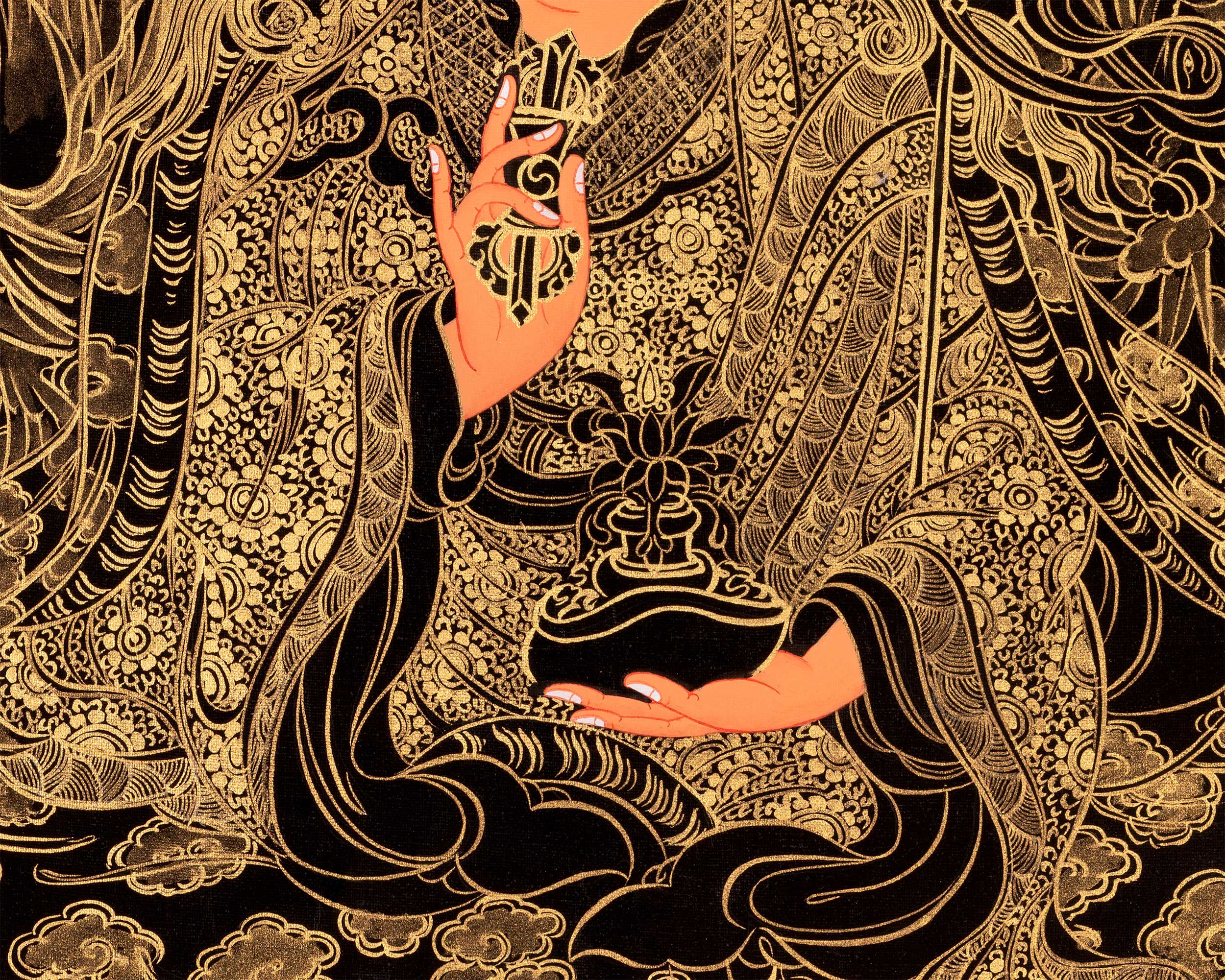 Sacred Peaceful Guru Padmasambhava Thangka | Tibetan Buddhist Master