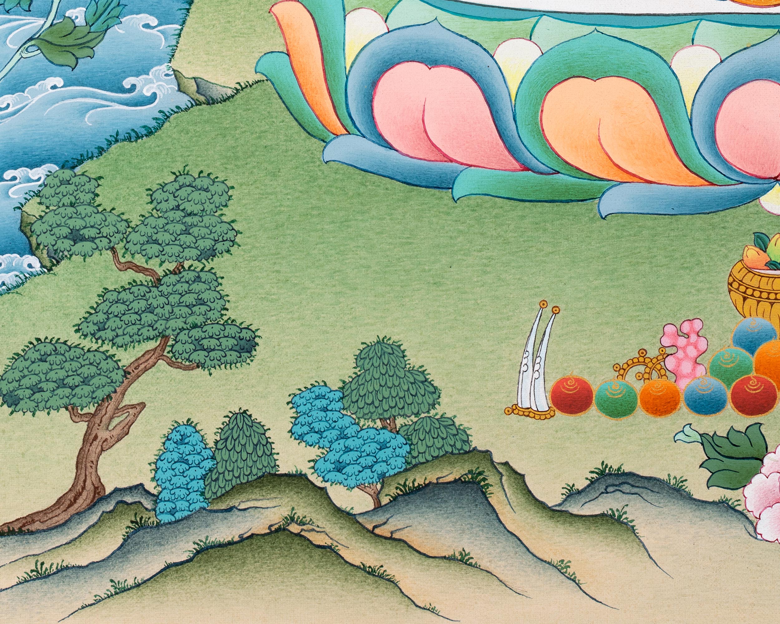 Medicine Buddha Meditation Thangka Print | Bhaisajyaguru Painting