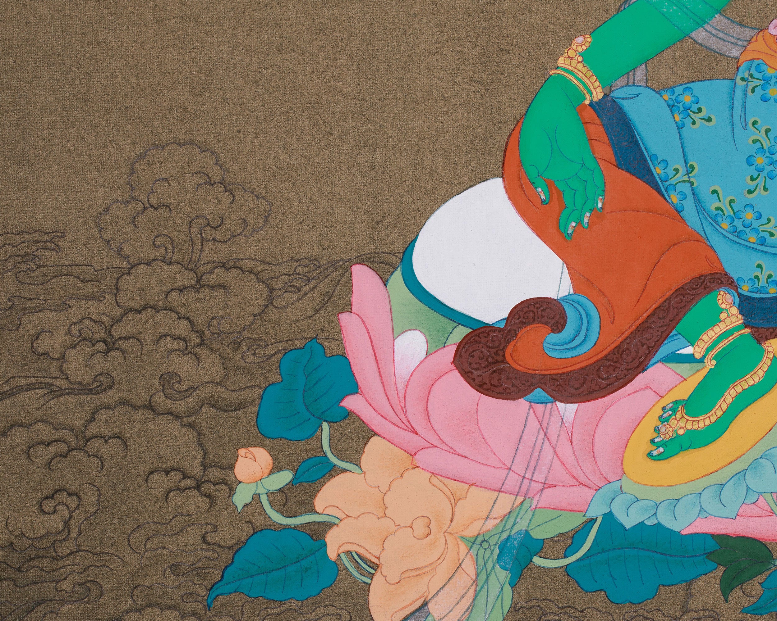 Traditional Green Tara Thangka | Buddhist Art of Compassion and Swift Protection