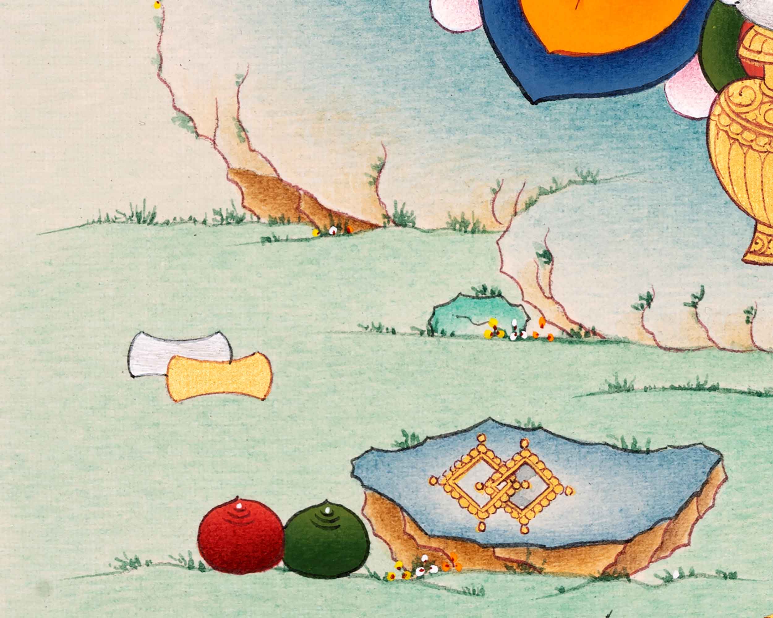 Karma Gadri Thangka of Dzambala, Buddhist Kubera